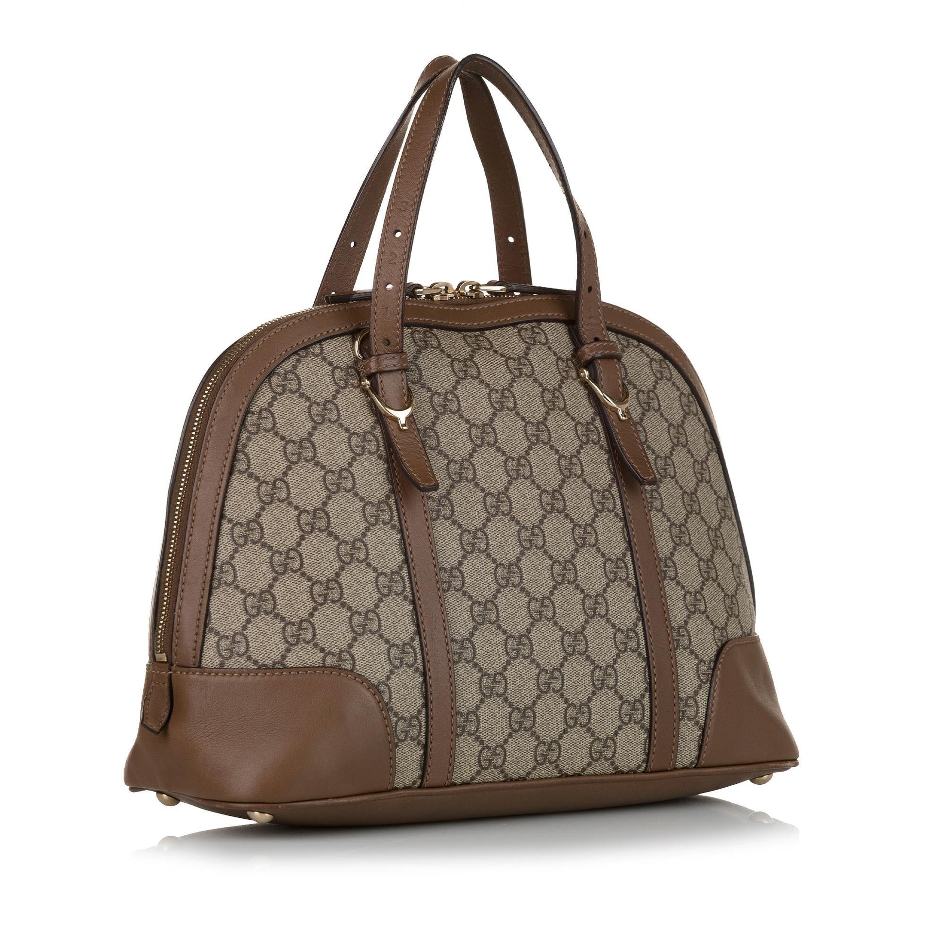 Gucci GG Supreme Nice SHG Canvas Calf Brown Satchel Bag