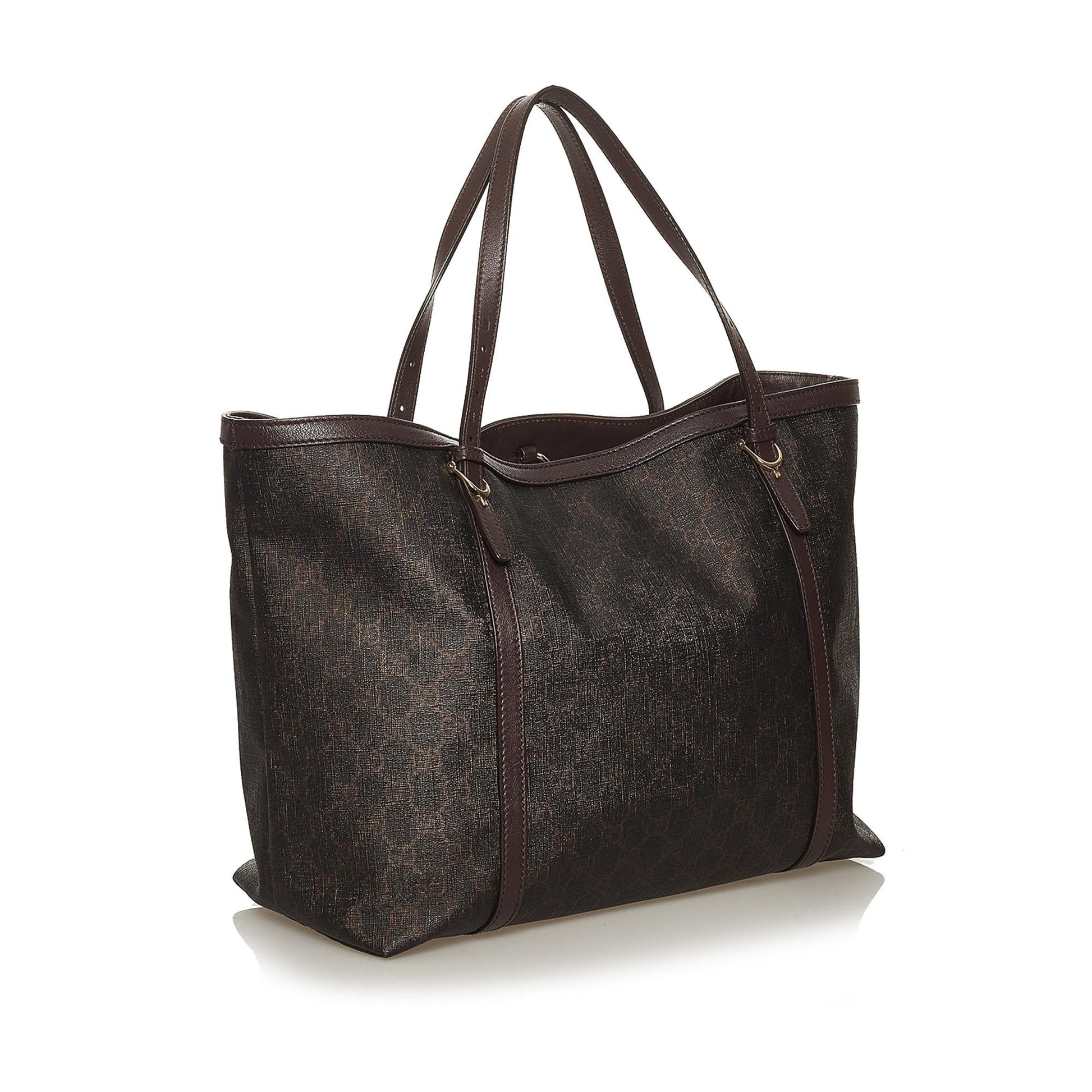Gucci GG Supreme Nice SHG Canvas Brown Tote Bag Bag Shg