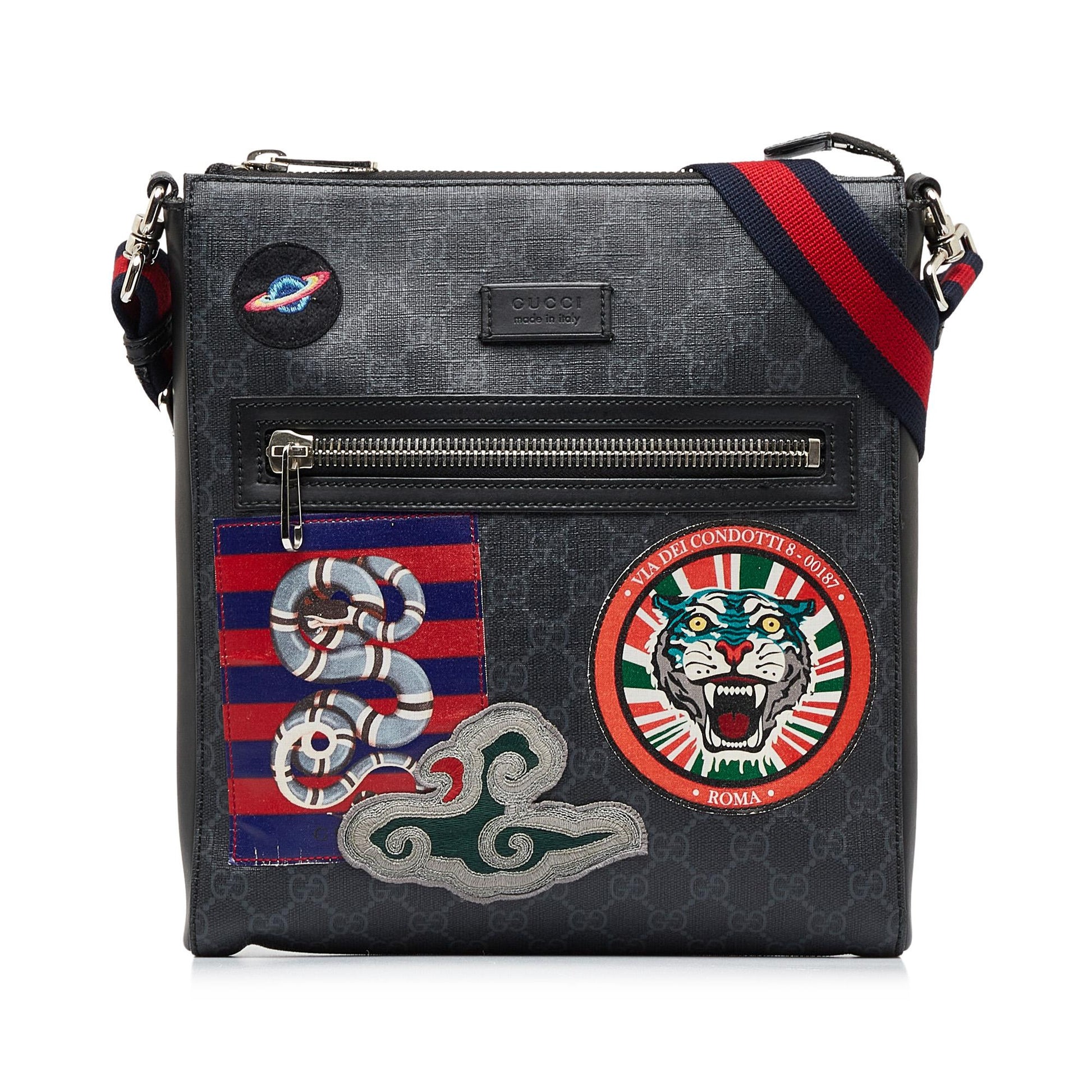 Gucci GG Supreme Night Courier SHG-B87ymk Canvas Black Crossbody Bag