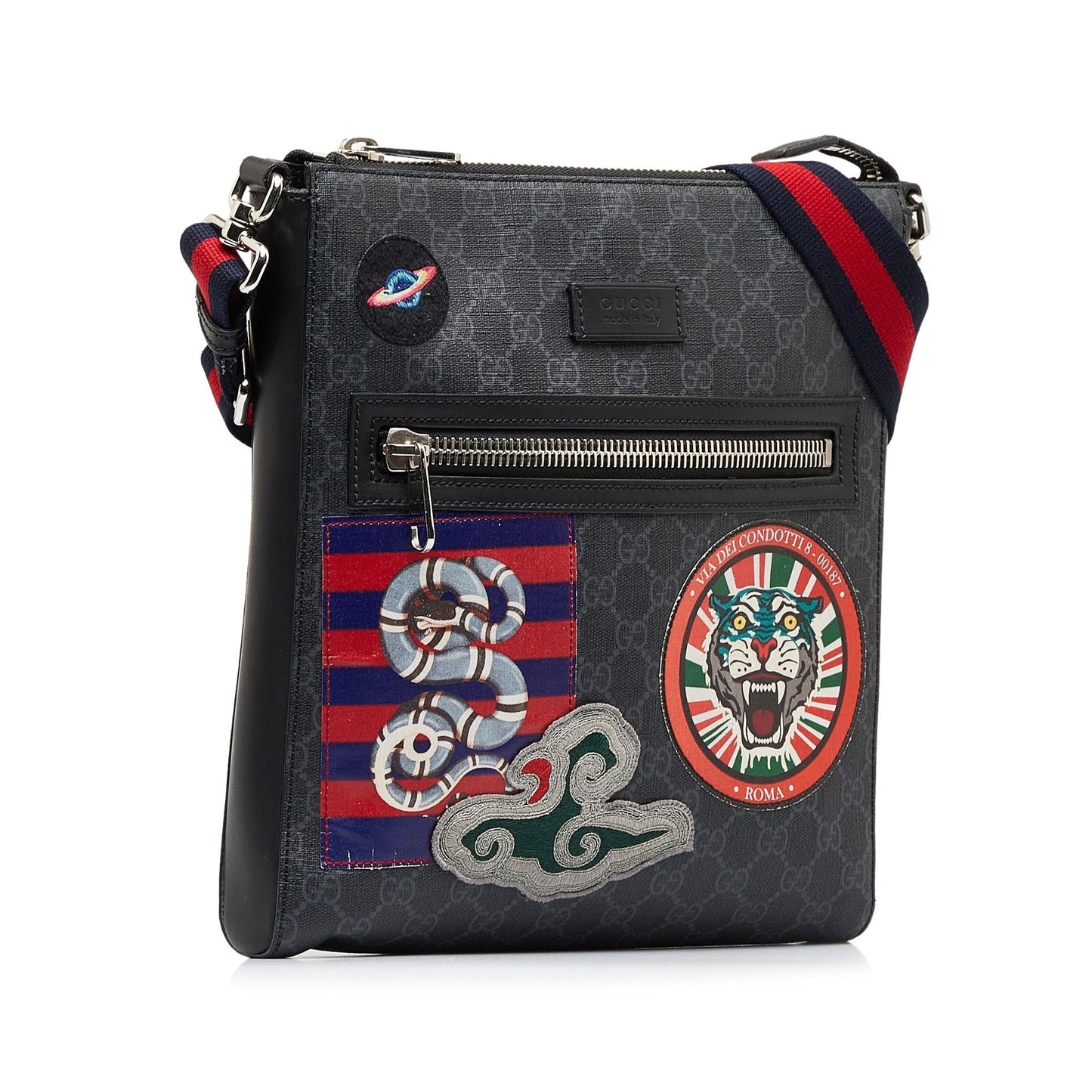 Gucci GG Supreme Night Courier SHG-B87ymk Canvas Black Crossbody Bag