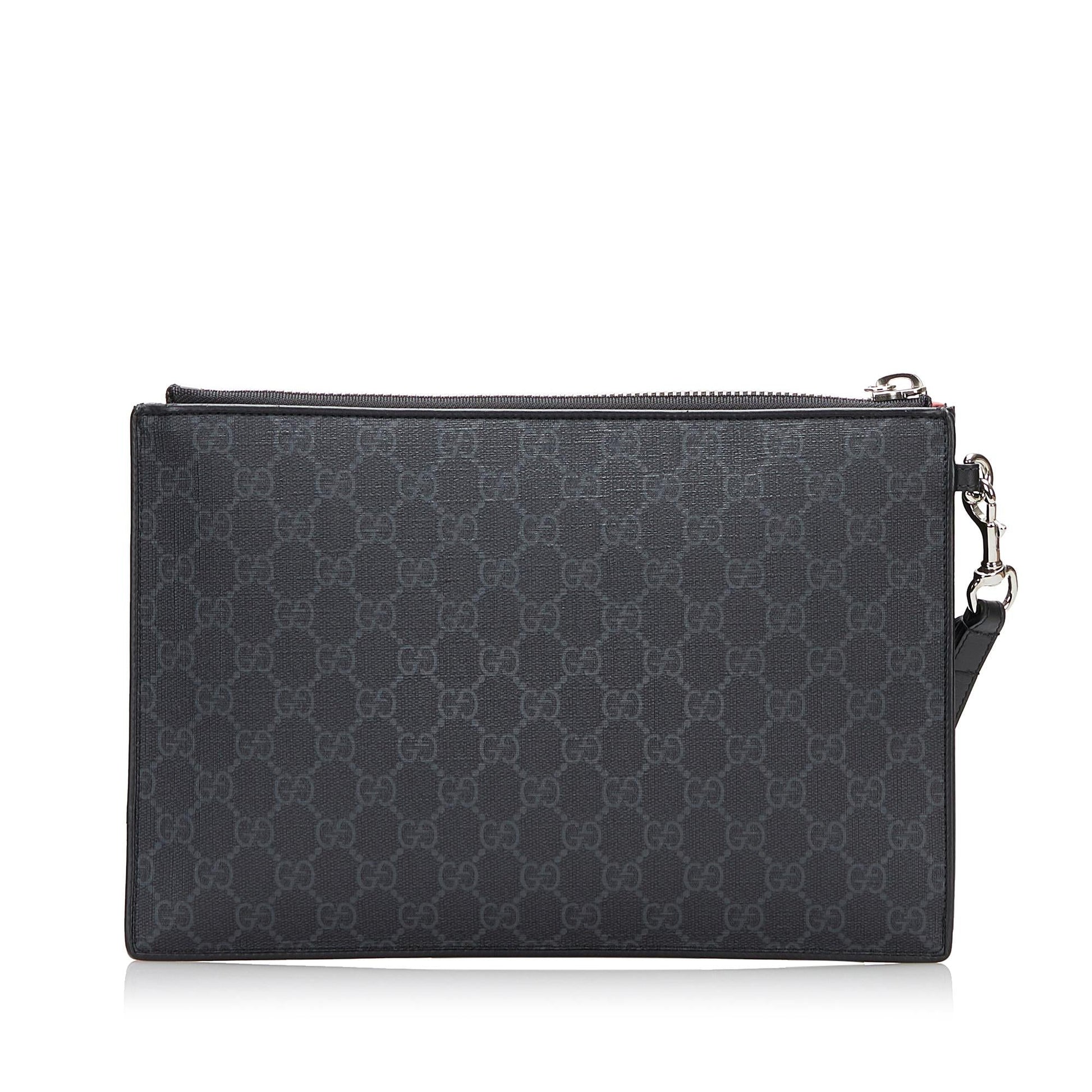 Gucci GG Supreme Night Courrier SHG-tSxlo1 Canvas Black Clutch Bag