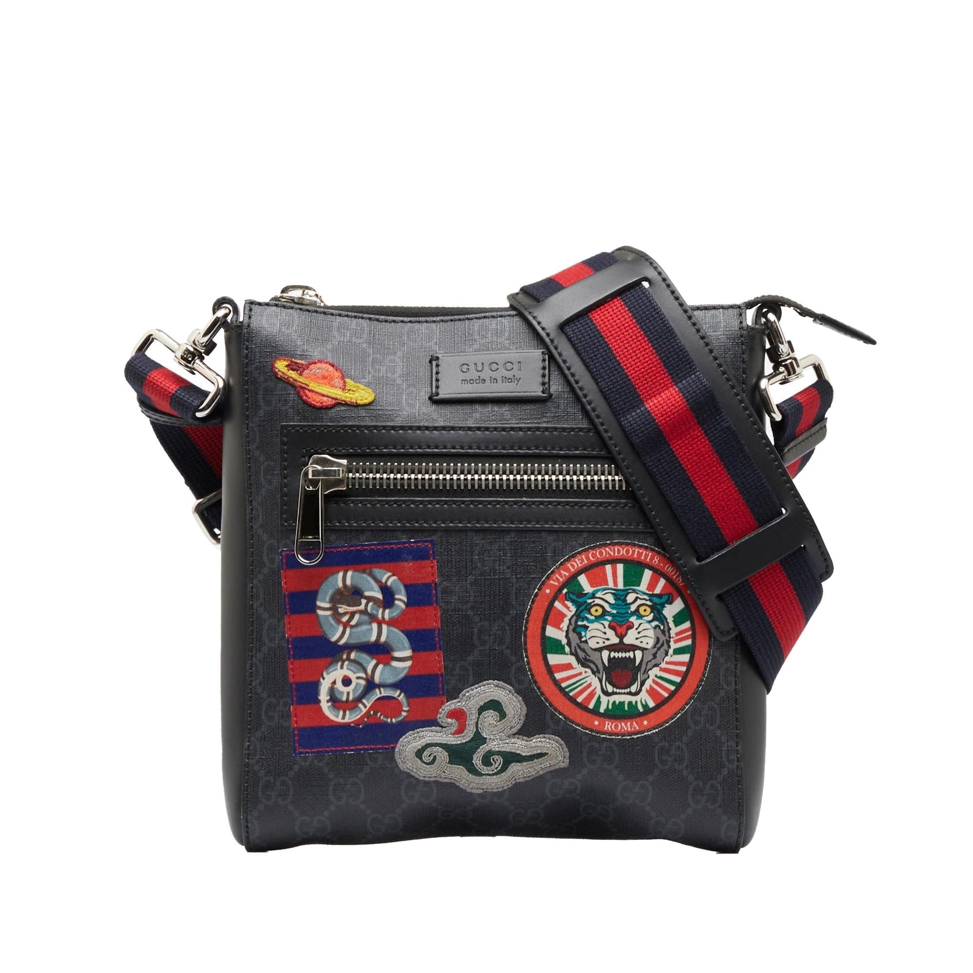 Gucci GG Supreme Night Courrier SHG-Qf1wvD Canvas Black Crossbody Bag