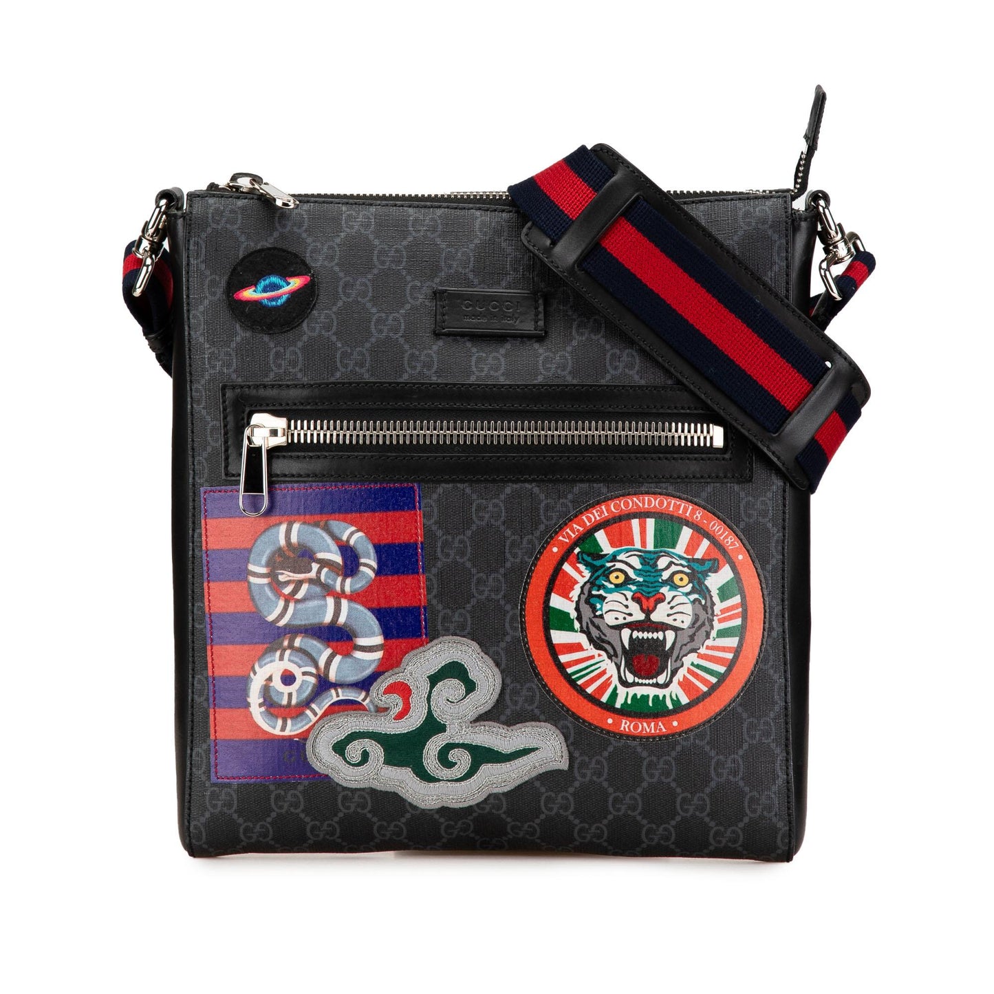 Gucci GG Supreme Night Courrier Canvas Black Crossbody Bag