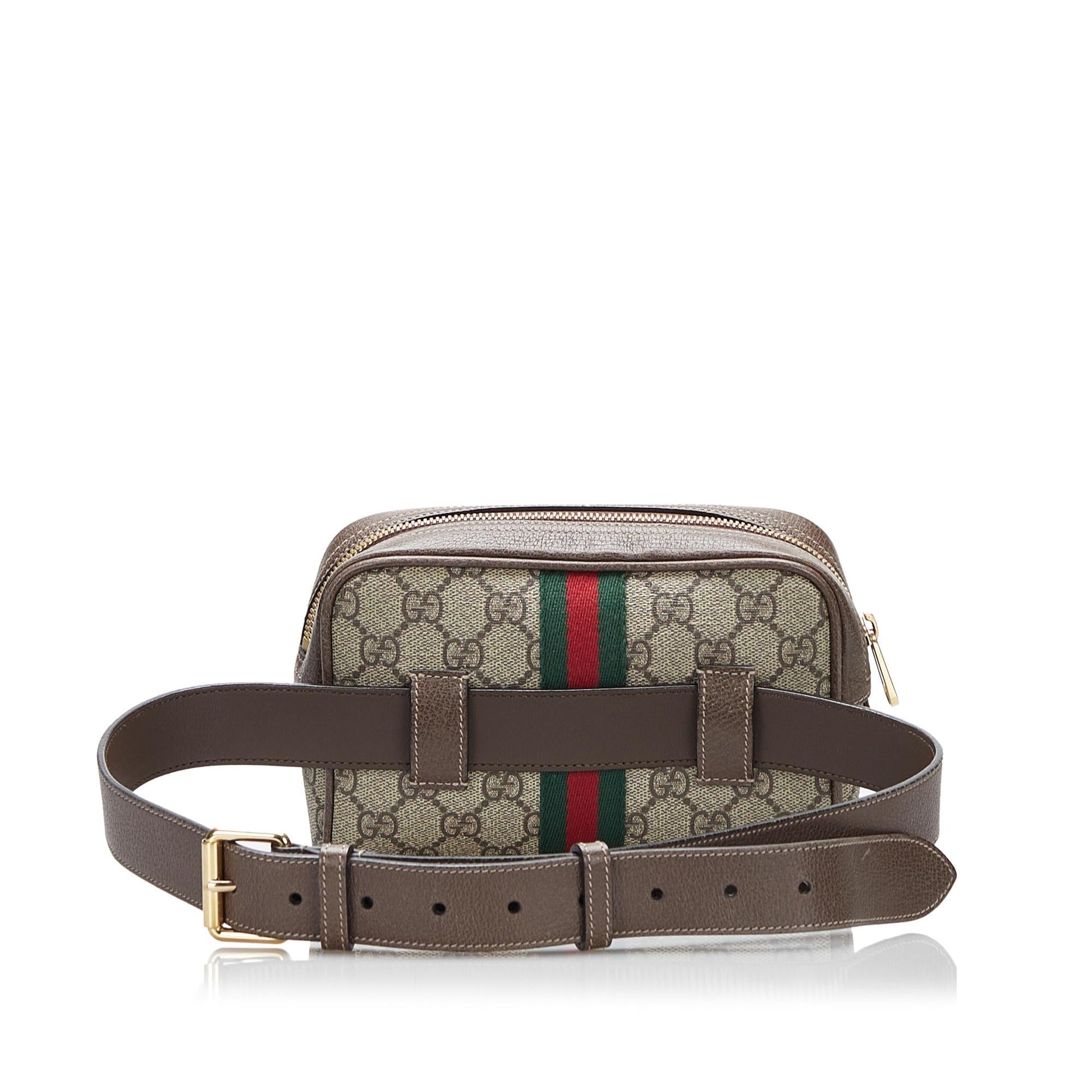Gucci GG Supreme Ophidia Belt SHG-9I38zm Canvas Calf Brown Accessory