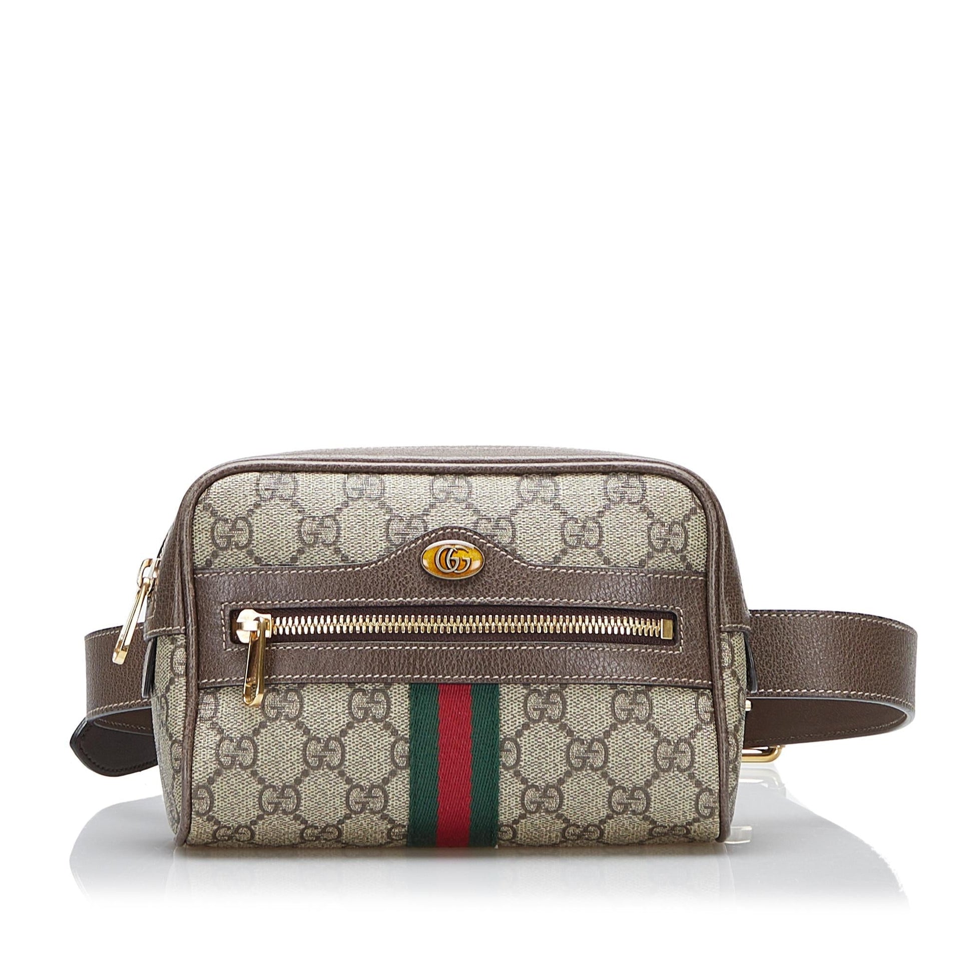 Gucci GG Supreme Ophidia Belt SHG-9I38zm Canvas Calf Brown Accessory