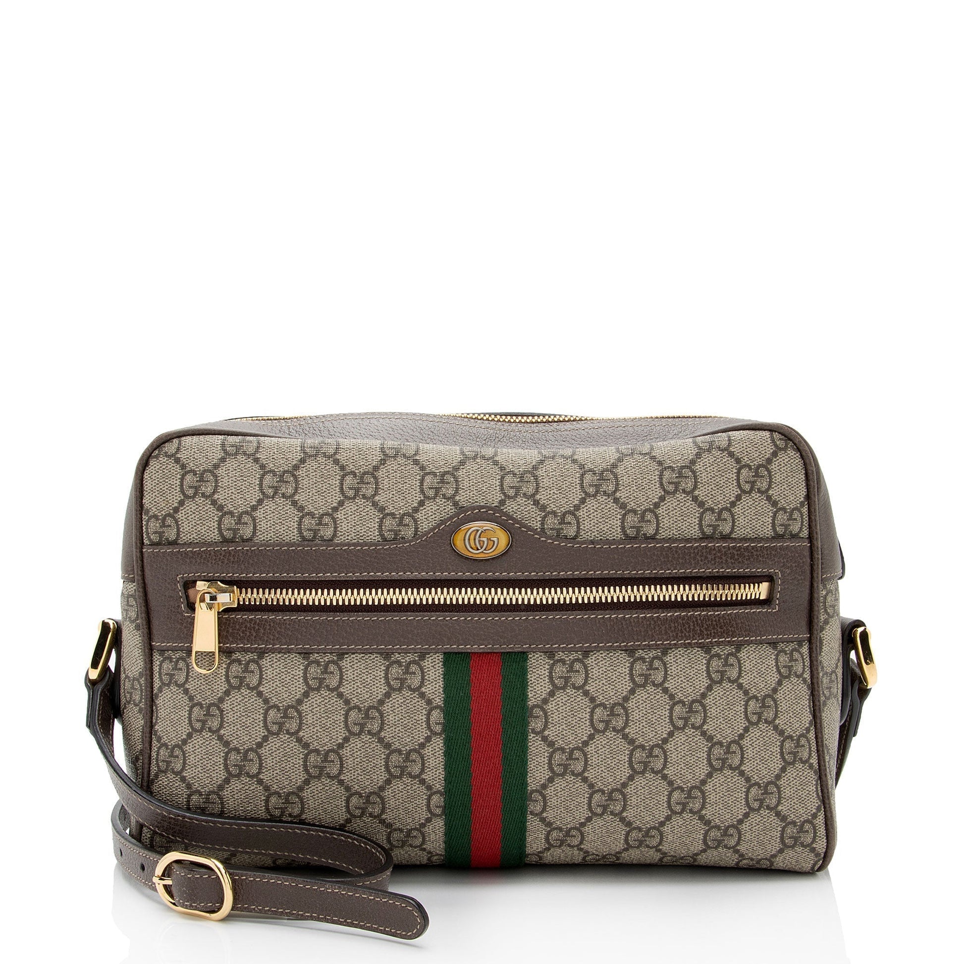 Gucci GG Supreme Ophidia Camera SHF-L4aMtl Leather Canvas Nylon Brown Crossbody Bag