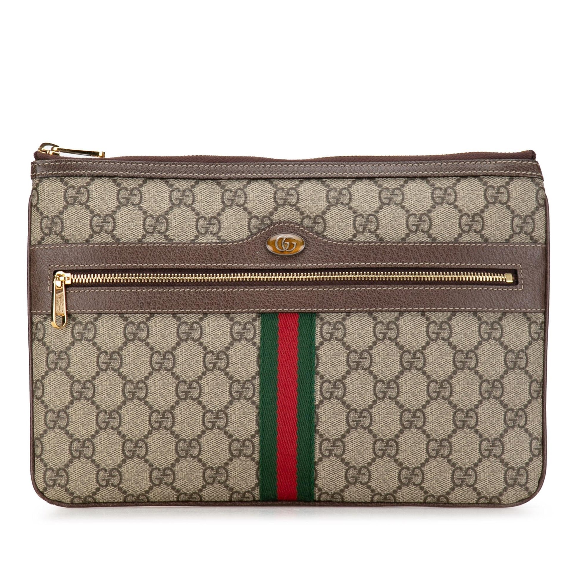 Gucci GG Supreme Ophidia SHG-iO15tk Canvas Brown Clutch Bag