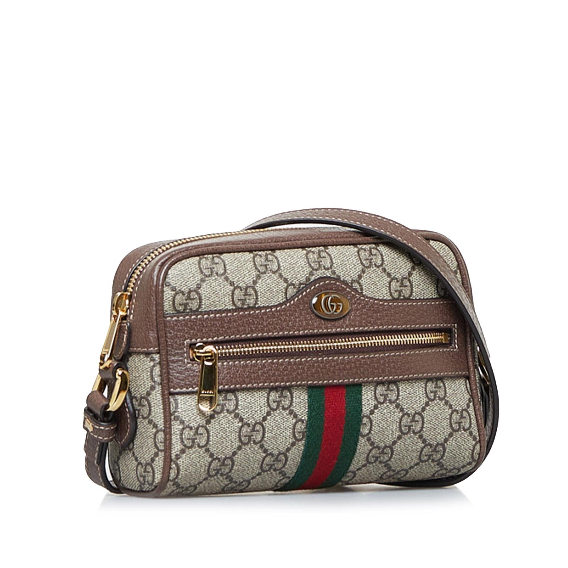 Gucci GG Supreme Ophidia SHG-k1gqtW Canvas Calf Brown Crossbody Bag