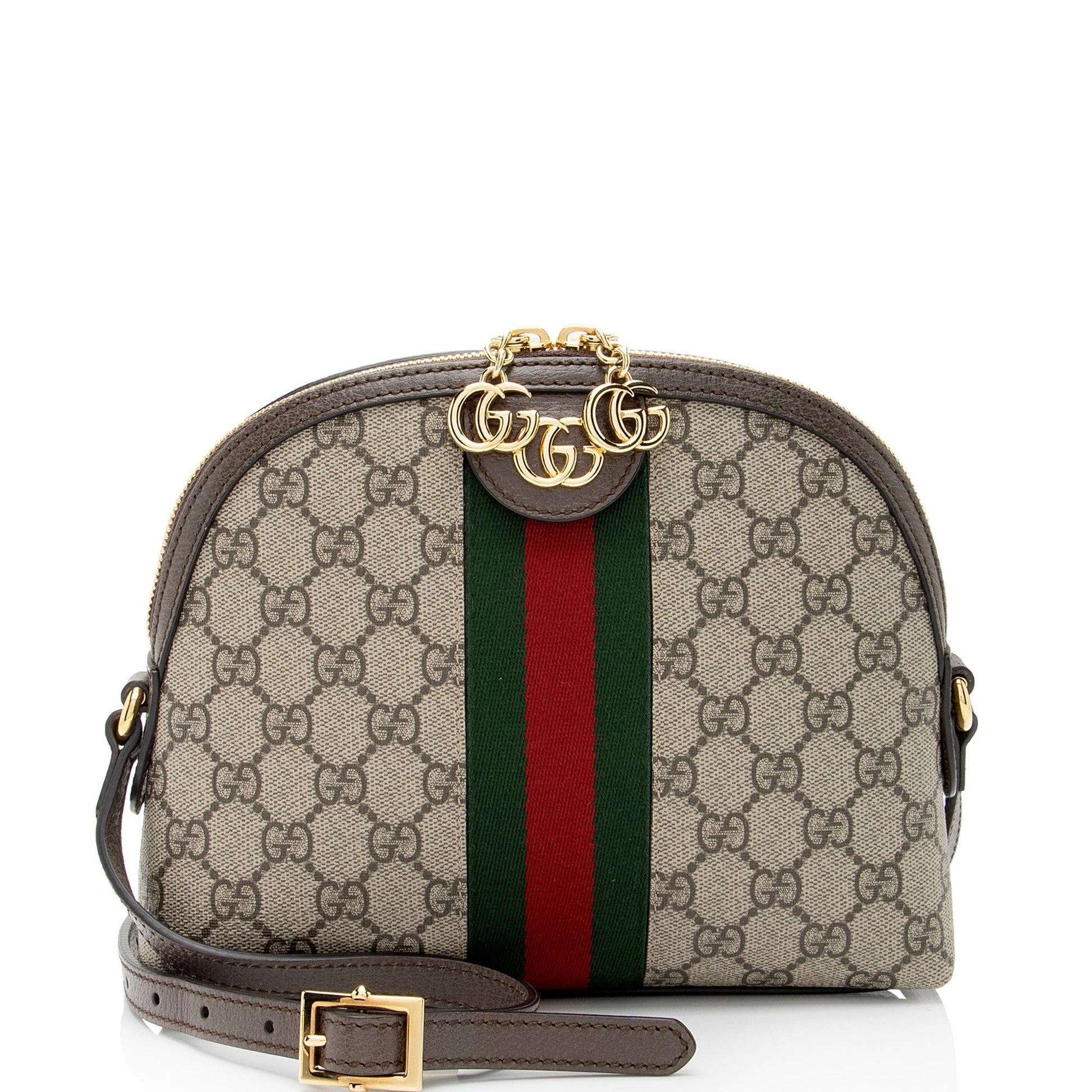 Gucci GG Supreme Ophidia Dome SHF-uQuAeg Leather Canvas Nylon Brown Crossbody Bag