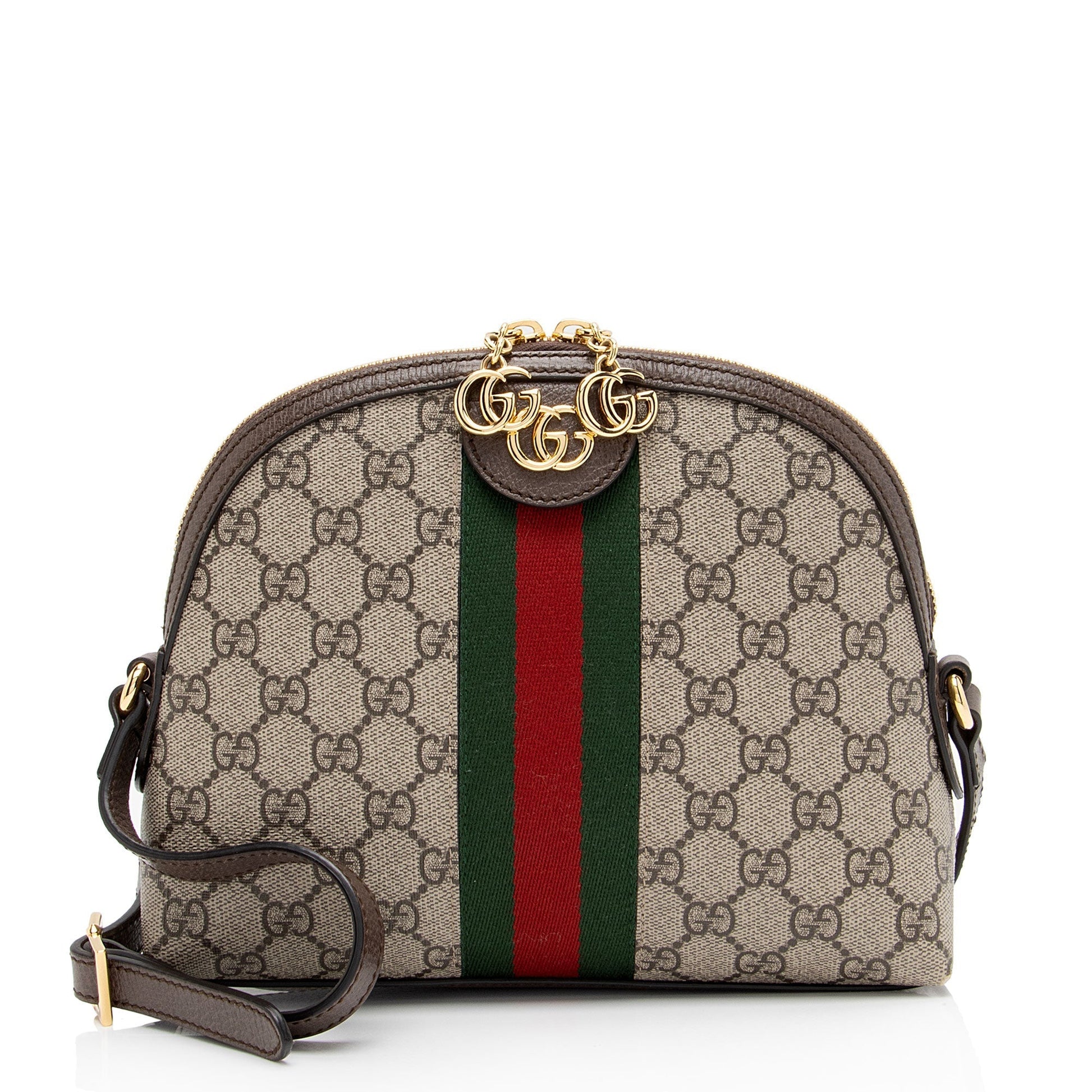 Gucci GG Supreme Ophidia Dome SHF-CvGXdp Leather Canvas Nylon Brown Crossbody Bag