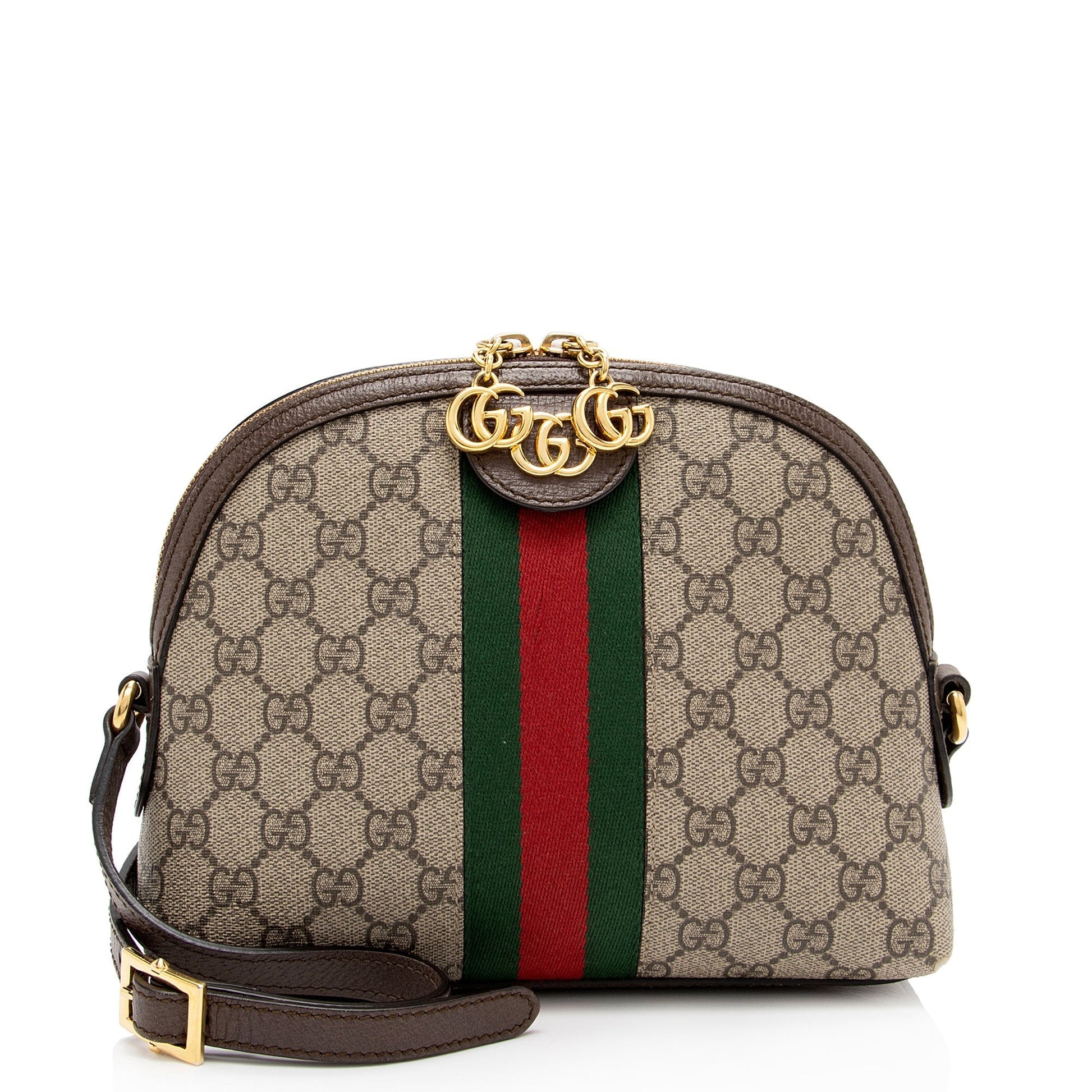Gucci GG Supreme Ophidia Dome SHF-Y7ZqHY Leather Canvas Nylon Brown Crossbody Bag