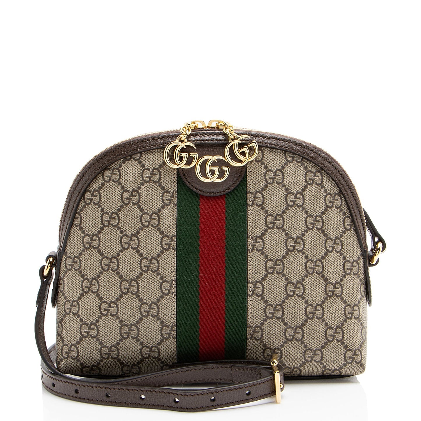 Gucci GG Supreme Ophidia Dome SHF-49sn7m Leather Canvas Nylon Brown Shoulder Bag