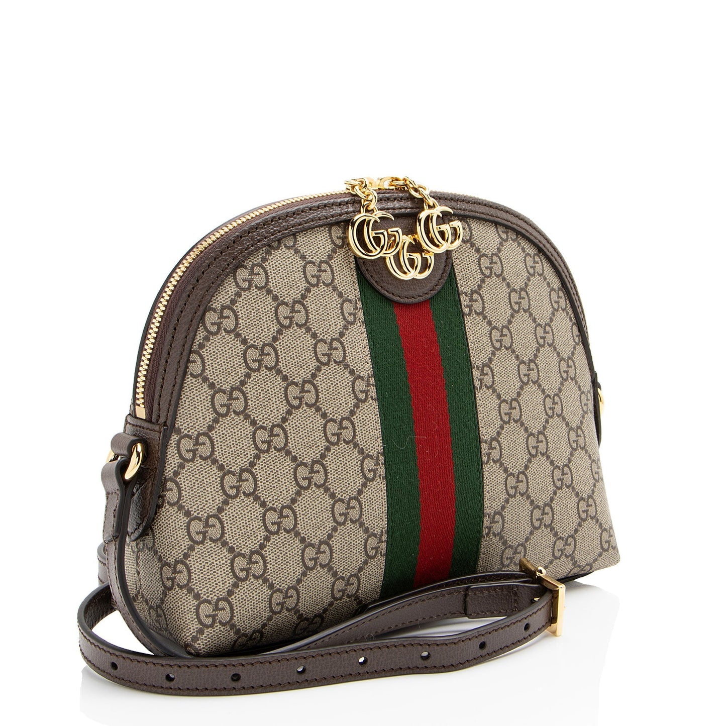 Gucci GG Supreme Ophidia Dome SHF-49sn7m Leather Canvas Nylon Brown Shoulder Bag
