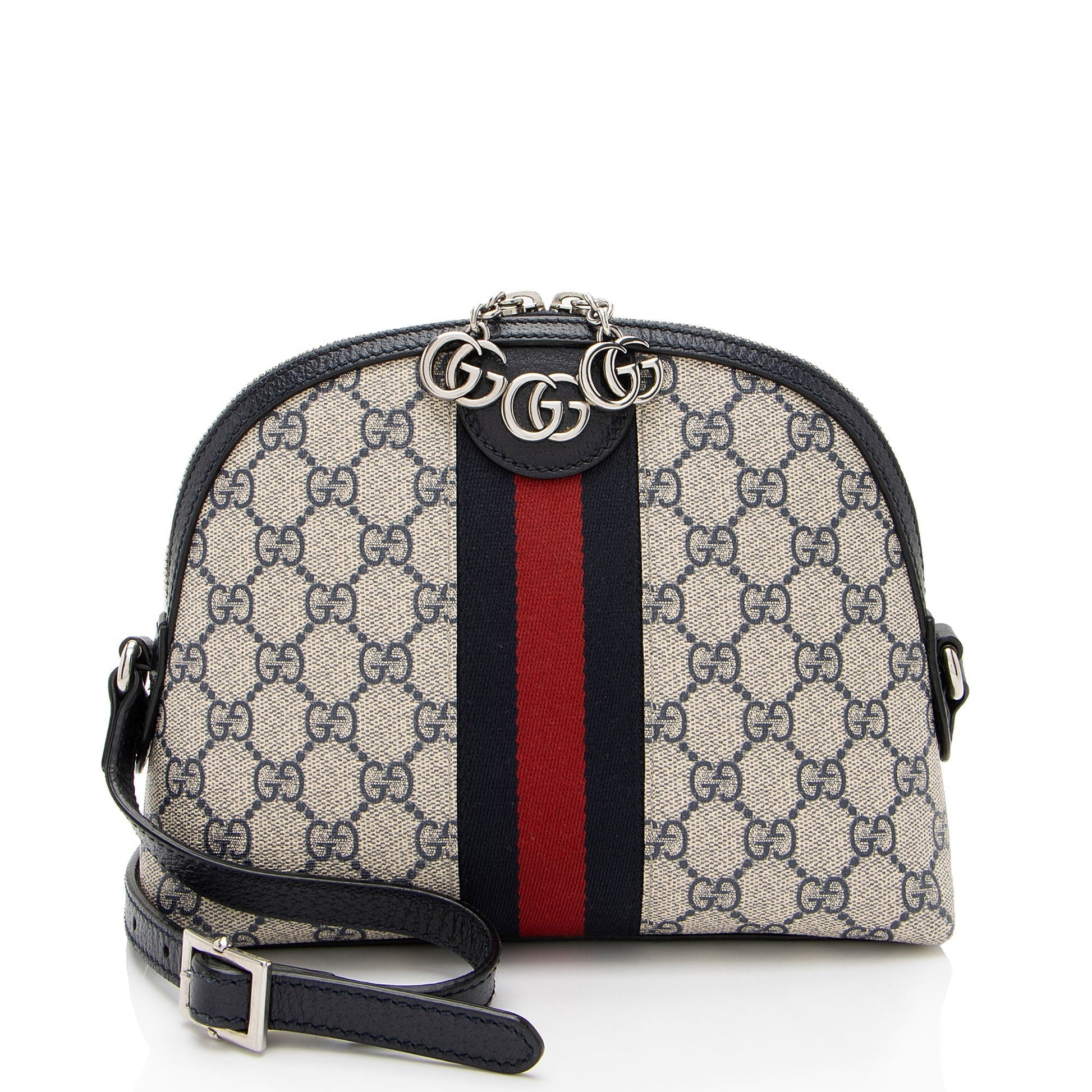 Gucci GG Supreme Ophidia Dome Leather Canvas Nylon Beige Shoulder Bag