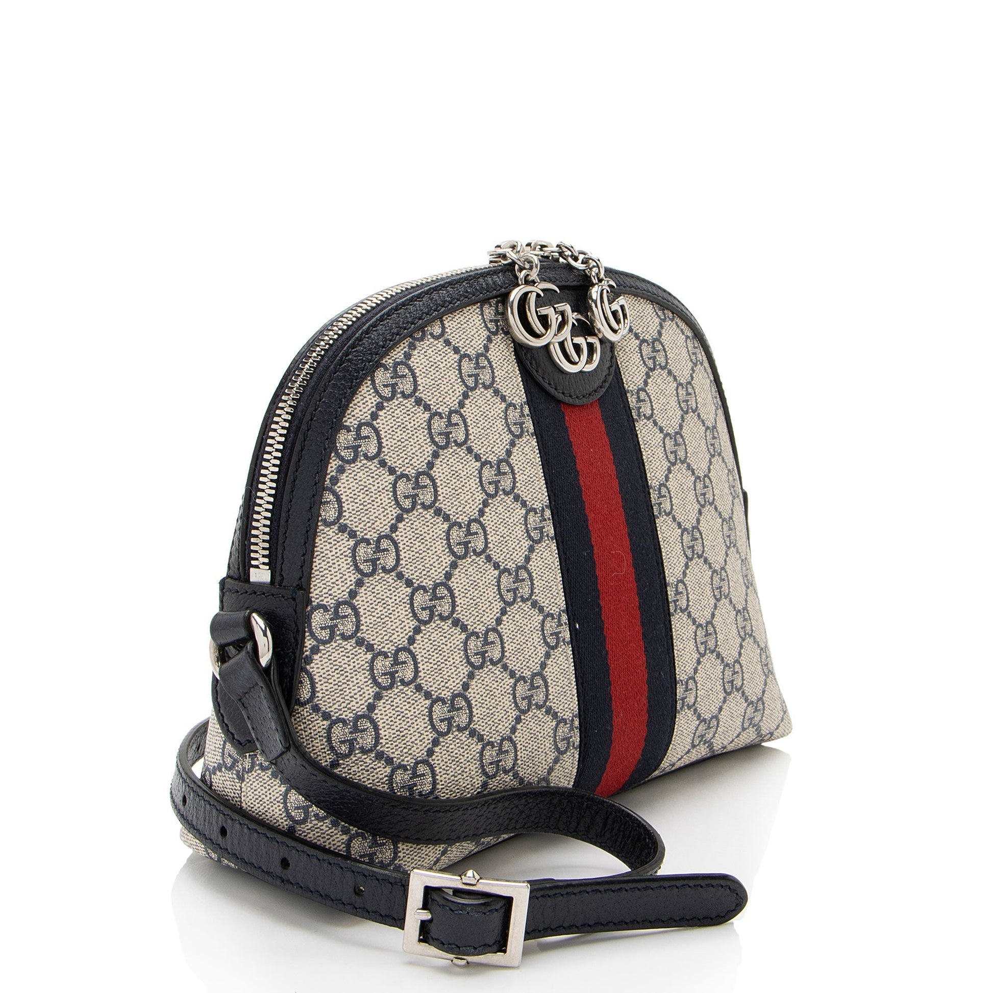 Gucci GG Supreme Ophidia Dome Leather Canvas Nylon Beige Shoulder Bag