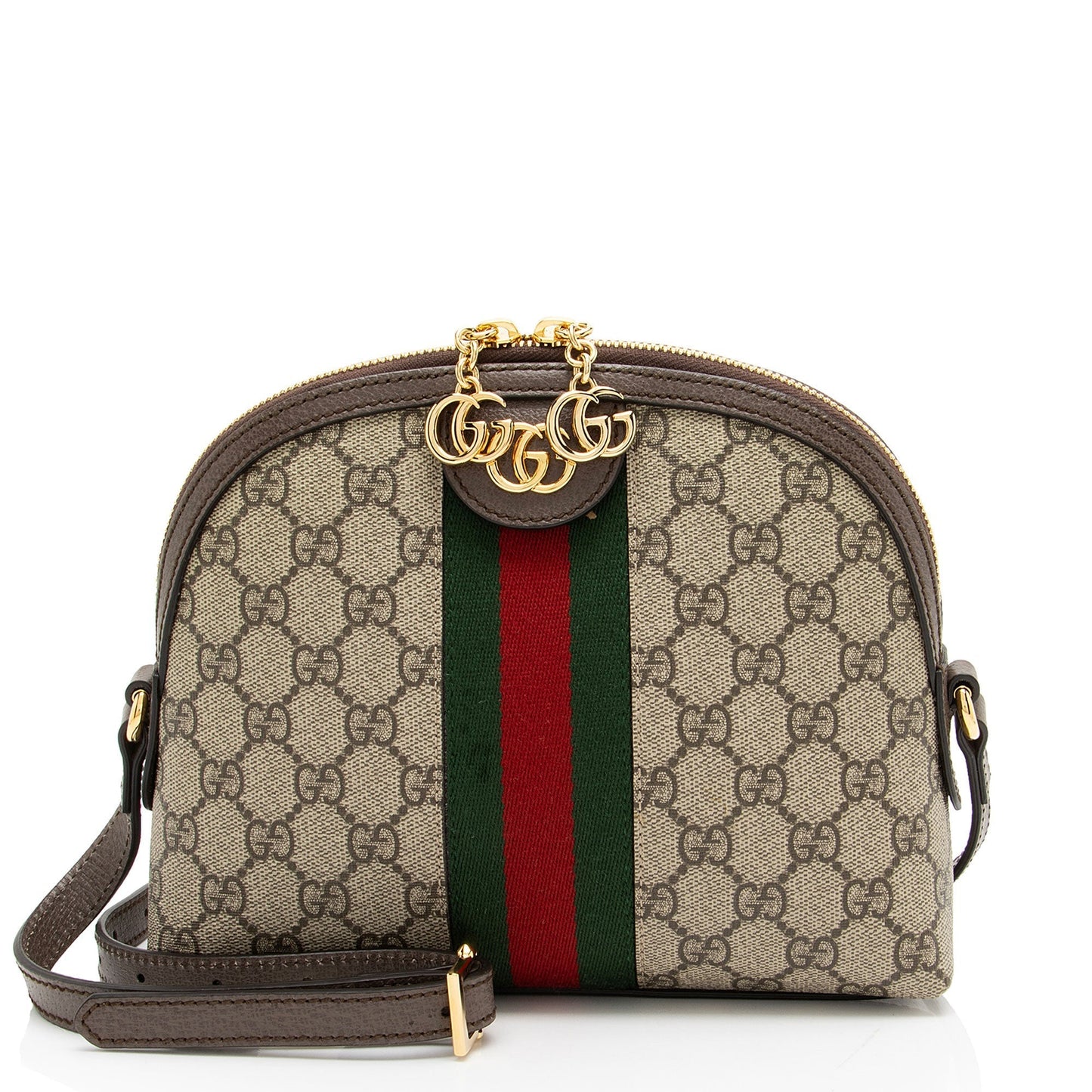 Gucci GG Supreme Ophidia Dome Leather Canvas Nylon Brown Shoulder Bag Shoulder Bag
