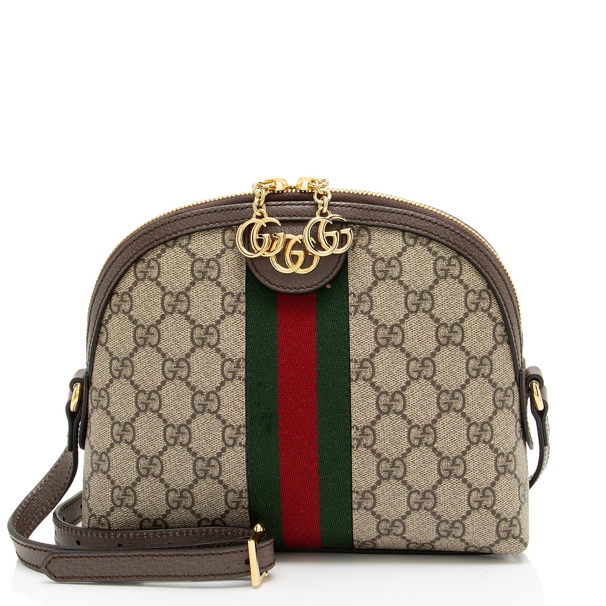 Gucci GG Supreme Ophidia Dome Leather Canvas Nylon Brown Shoulder Bag Shoulder Bag