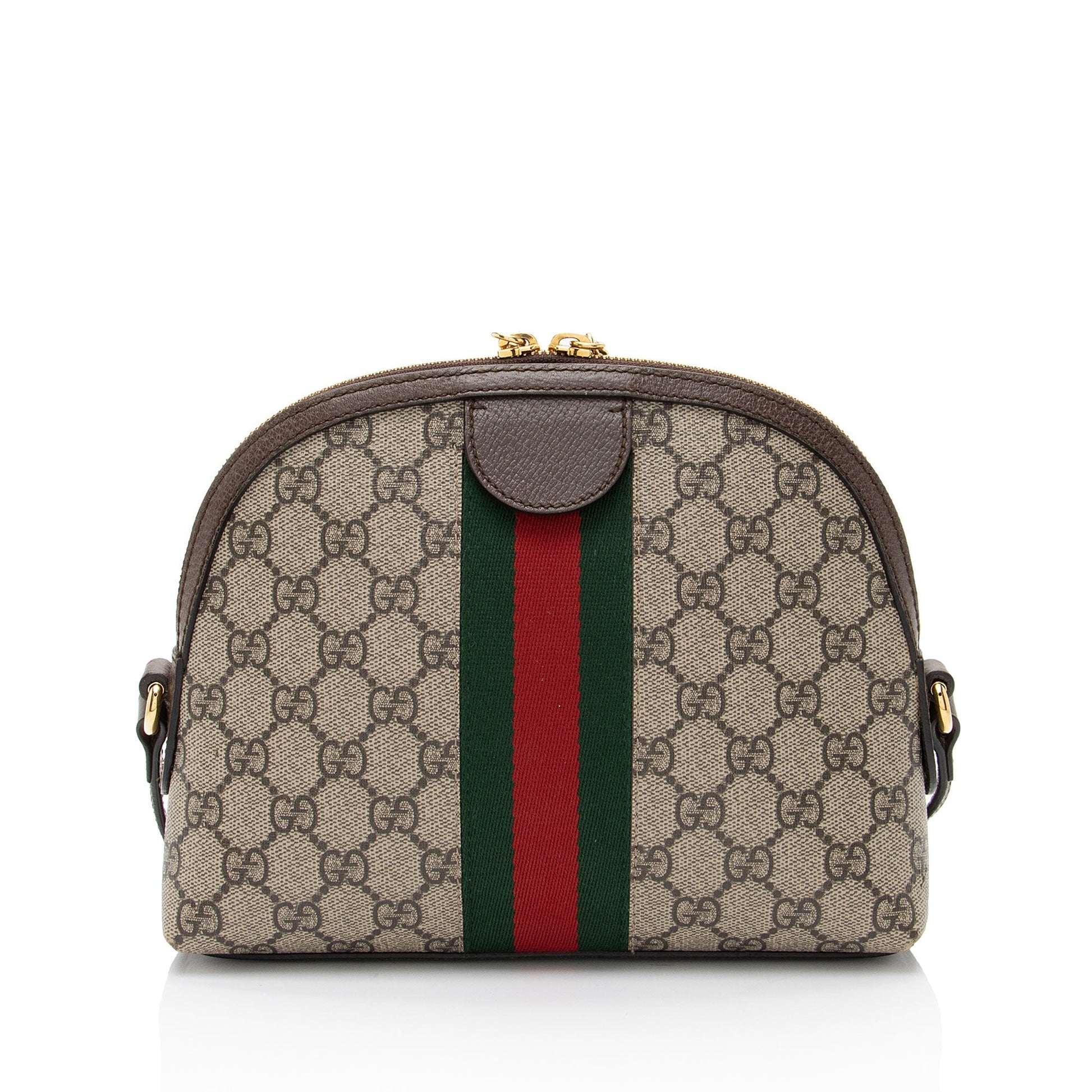 Gucci GG Supreme Ophidia Dome Leather Canvas Nylon Brown Shoulder Bag