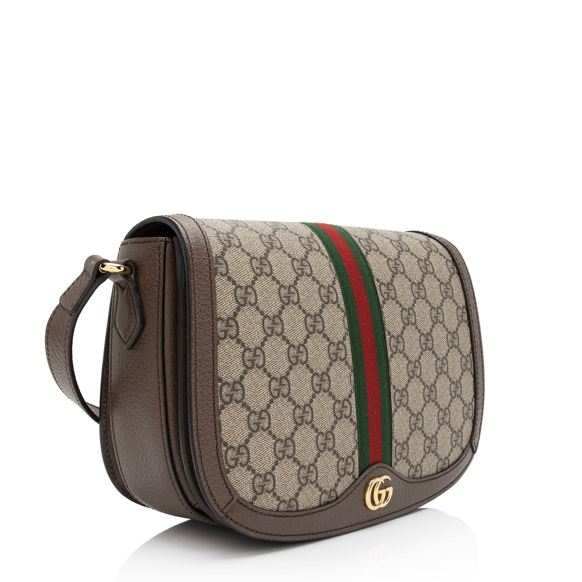 Gucci GG Supreme Ophidia Flap Messenger Leather Canvas Nylon Brown Shoulder Bag Shf Z9Zgxy