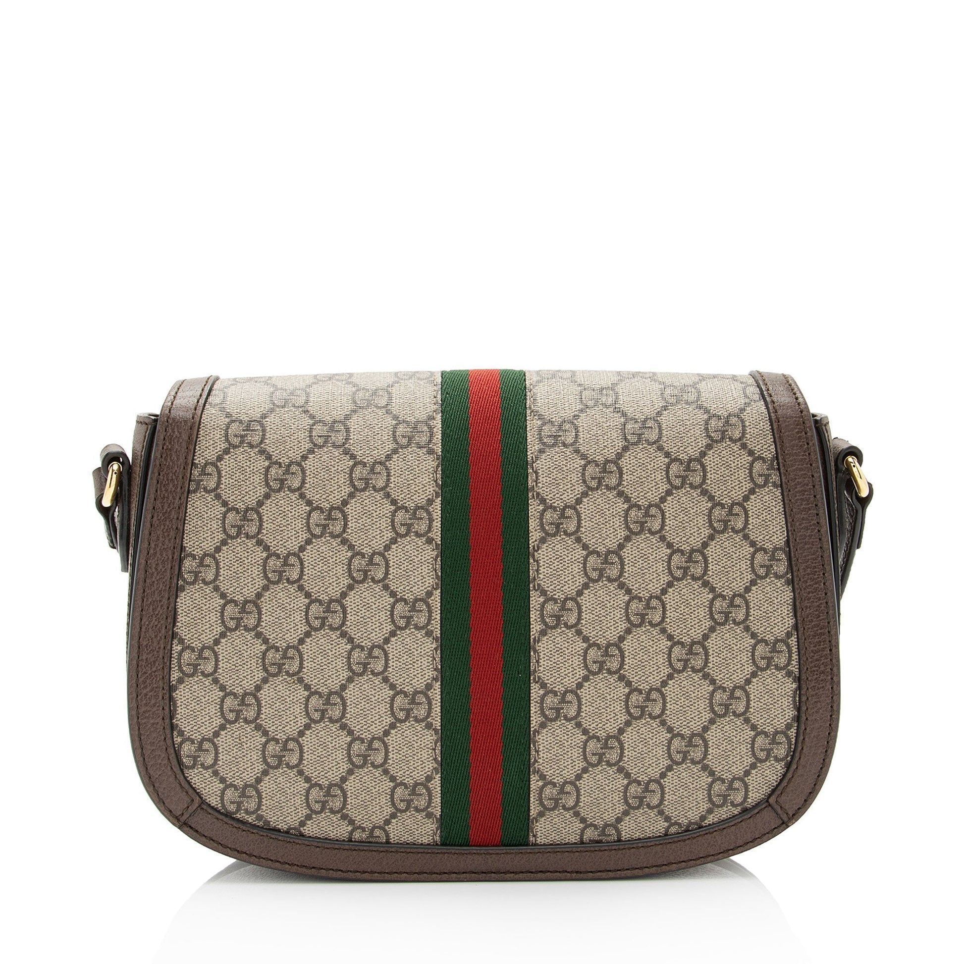 Gucci GG Supreme Ophidia Flap Messenger Leather Canvas Nylon Brown Shoulder Bag Shf Xrtcr7