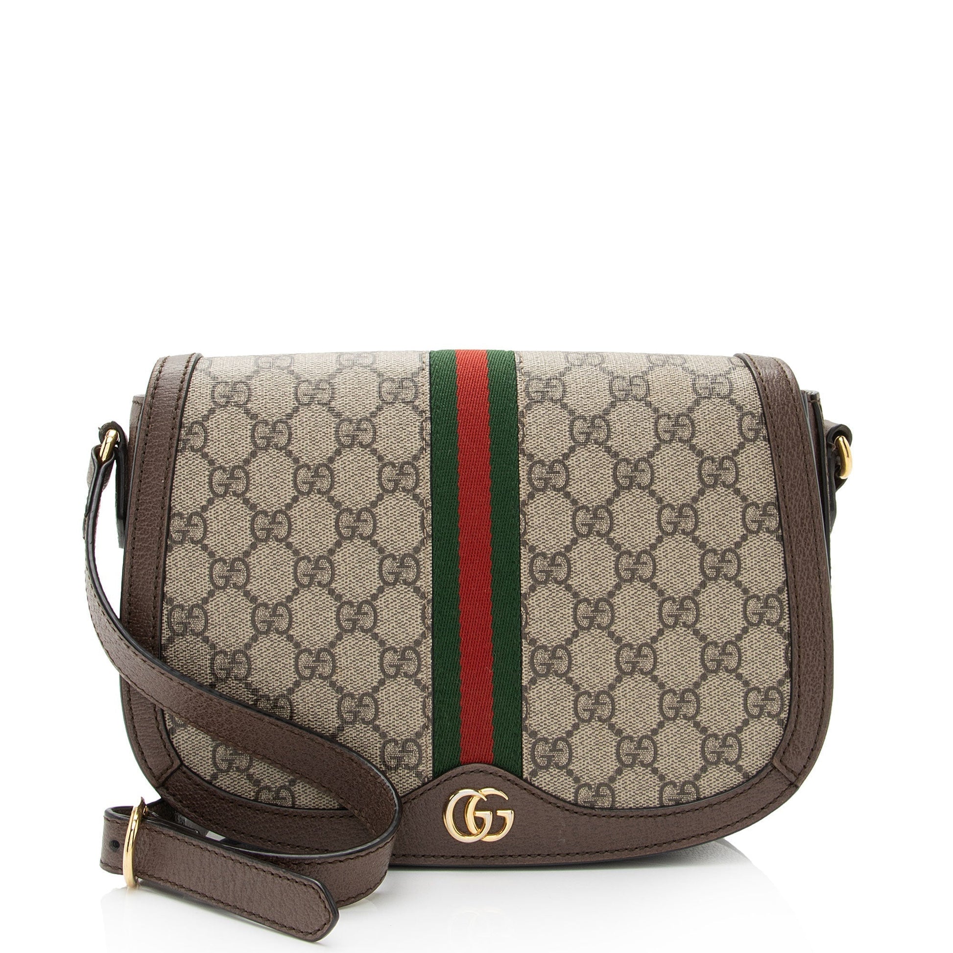 Gucci GG Supreme Ophidia Flap Messenger Leather Canvas Nylon Brown Shoulder Bag Shf Xrtcr7