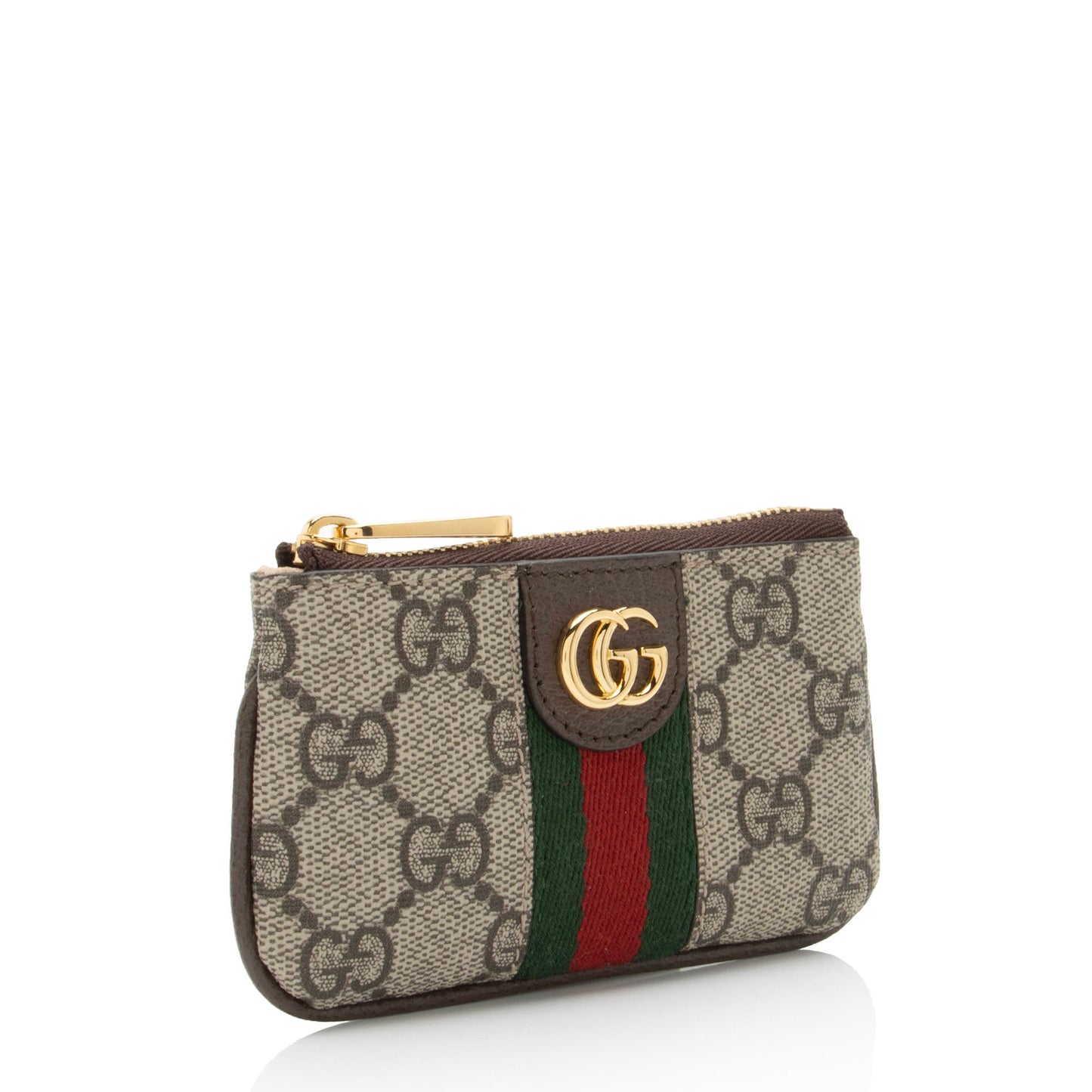 Gucci GG Supreme Ophidia Key Pouch Leather Canvas Nylon Brown Accessory