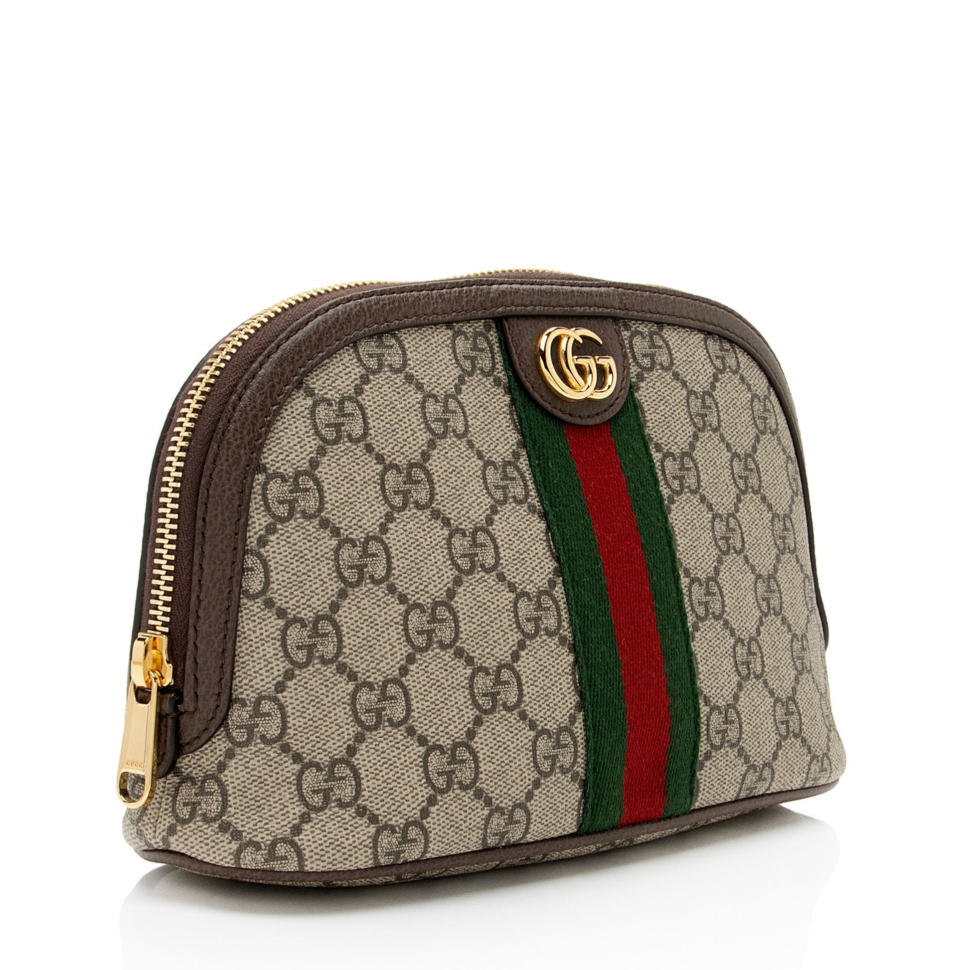 Gucci GG Supreme Ophidia Cosmetic Case Leather Canvas Nylon Brown Handbag Shf 9I1Fhg