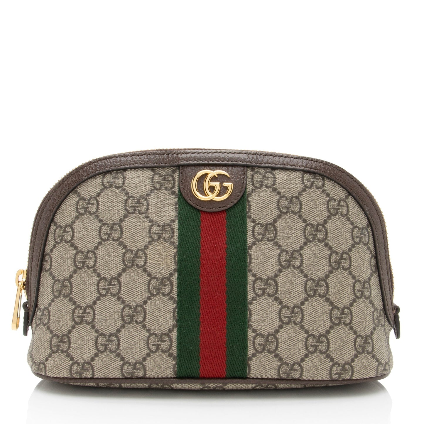 Gucci GG Supreme Ophidia Cosmetic Case Leather Canvas Nylon Brown Handbag