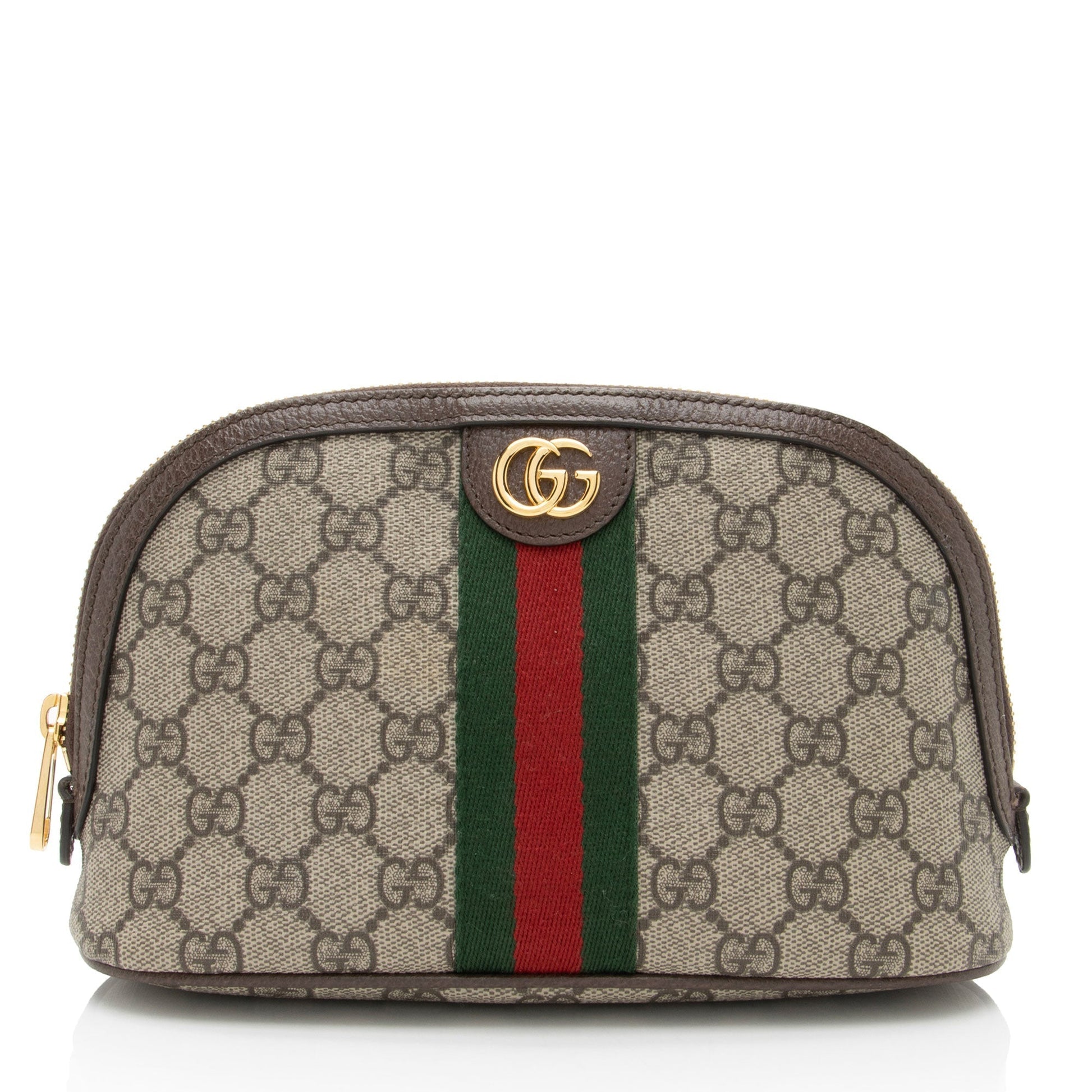 Gucci GG Supreme Ophidia Cosmetic Case Leather Canvas Nylon Brown Handbag