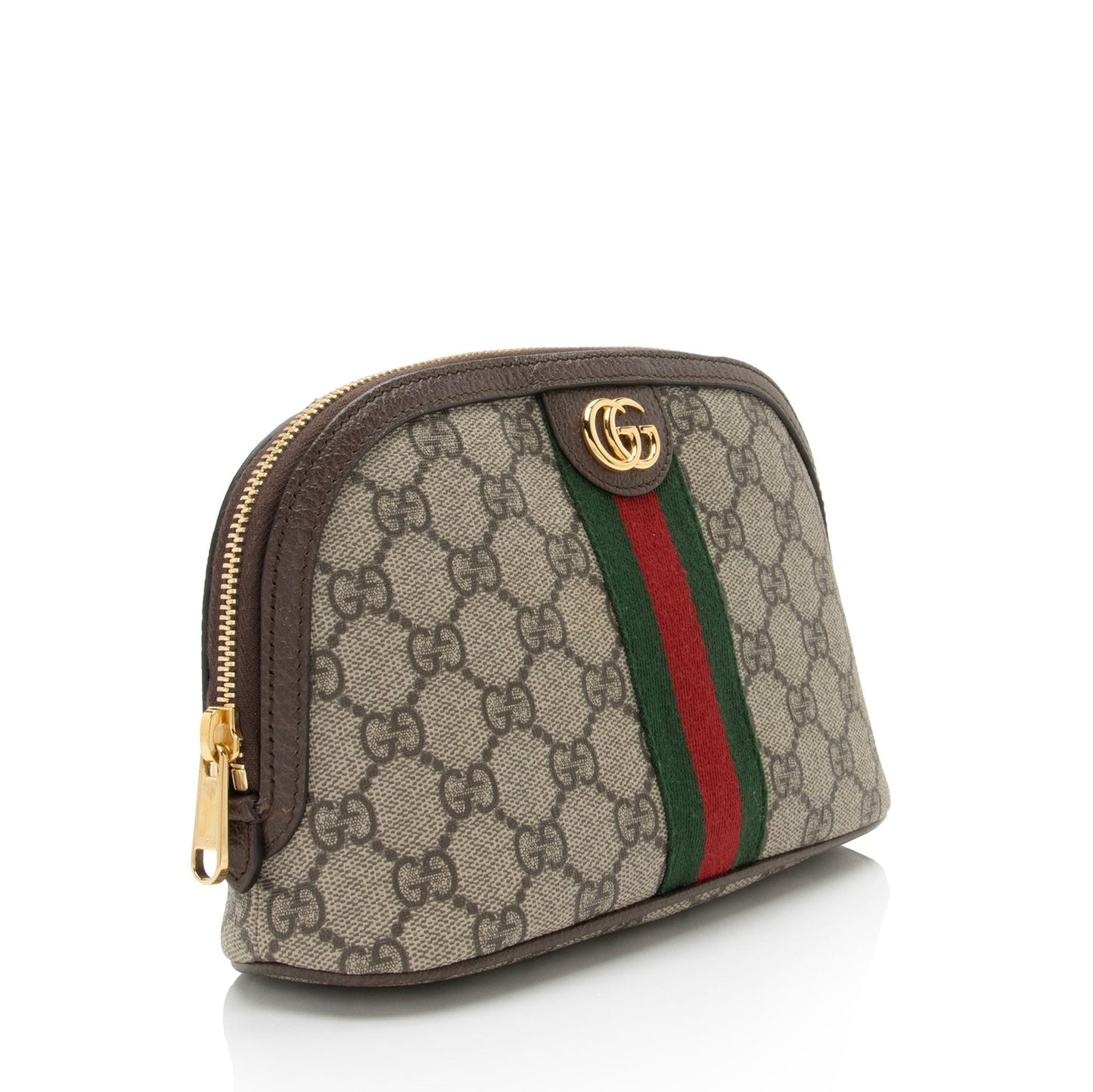 Gucci GG Supreme Ophidia Cosmetic Case Leather Canvas Nylon Brown Handbag