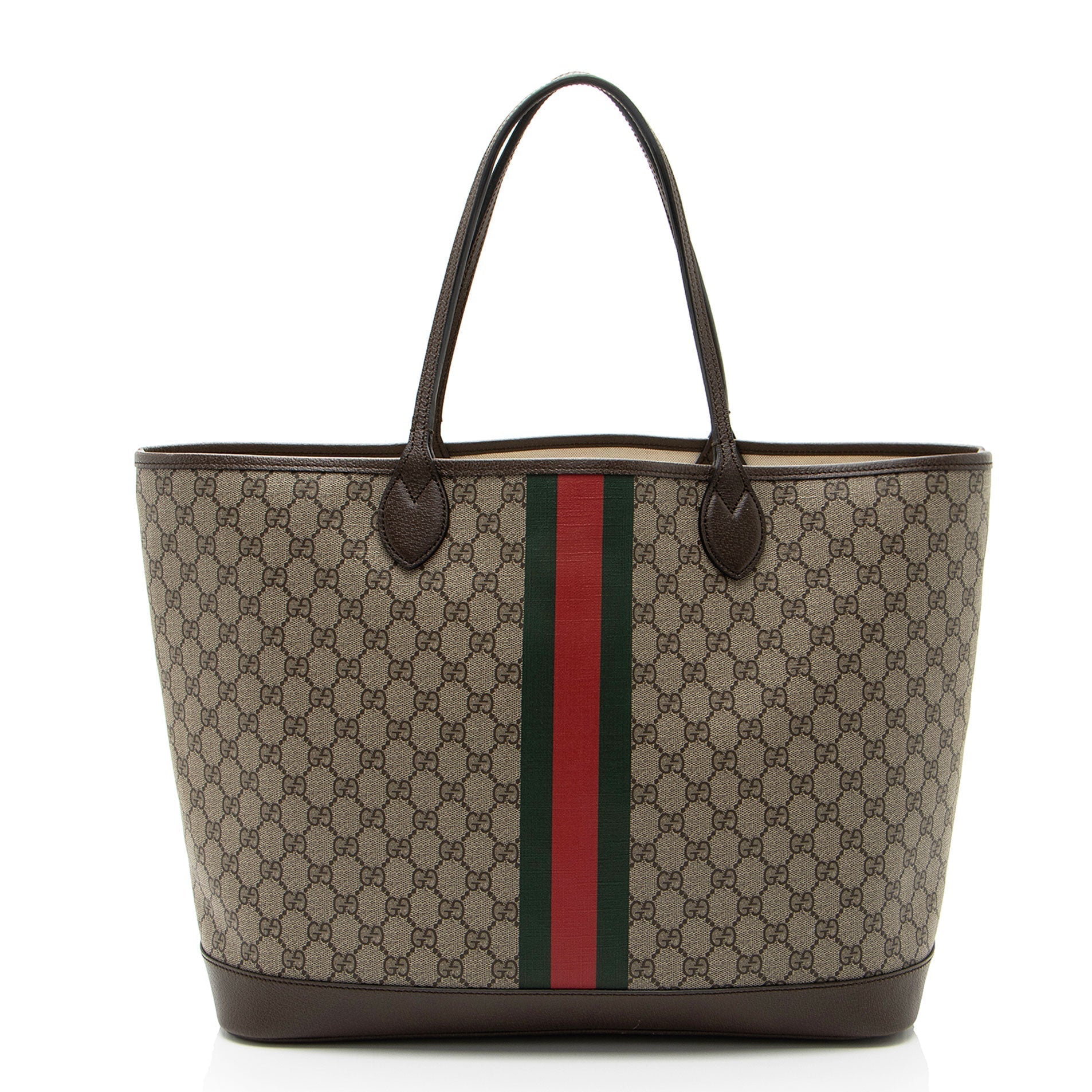 Gucci GG Supreme Ophidia SHF-bJk8DH Leather Canvas Brown Large Tote Bag