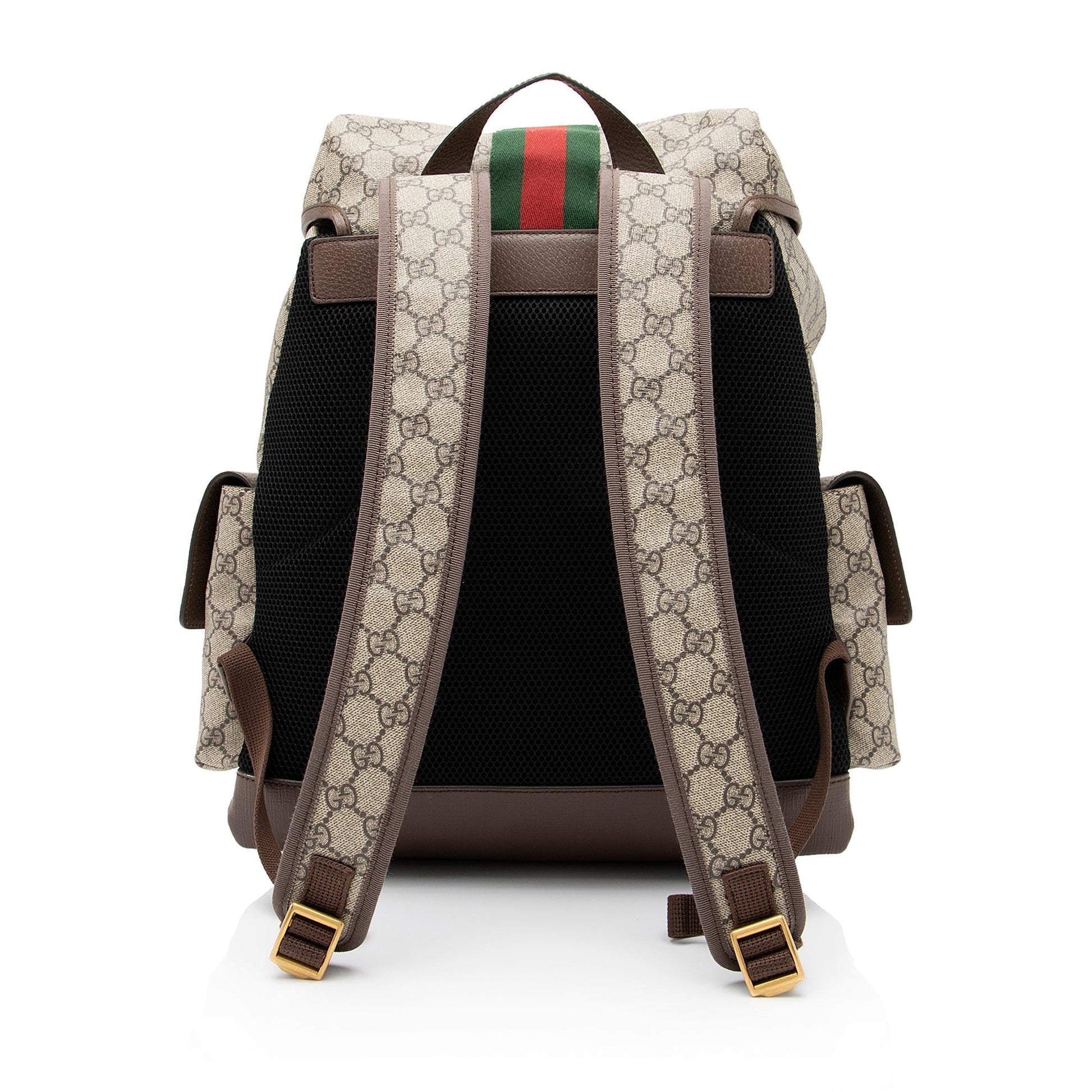 Gucci GG Supreme Ophidia Backpack SHF Leather Canvas Nylon Brown Shoulder Bag