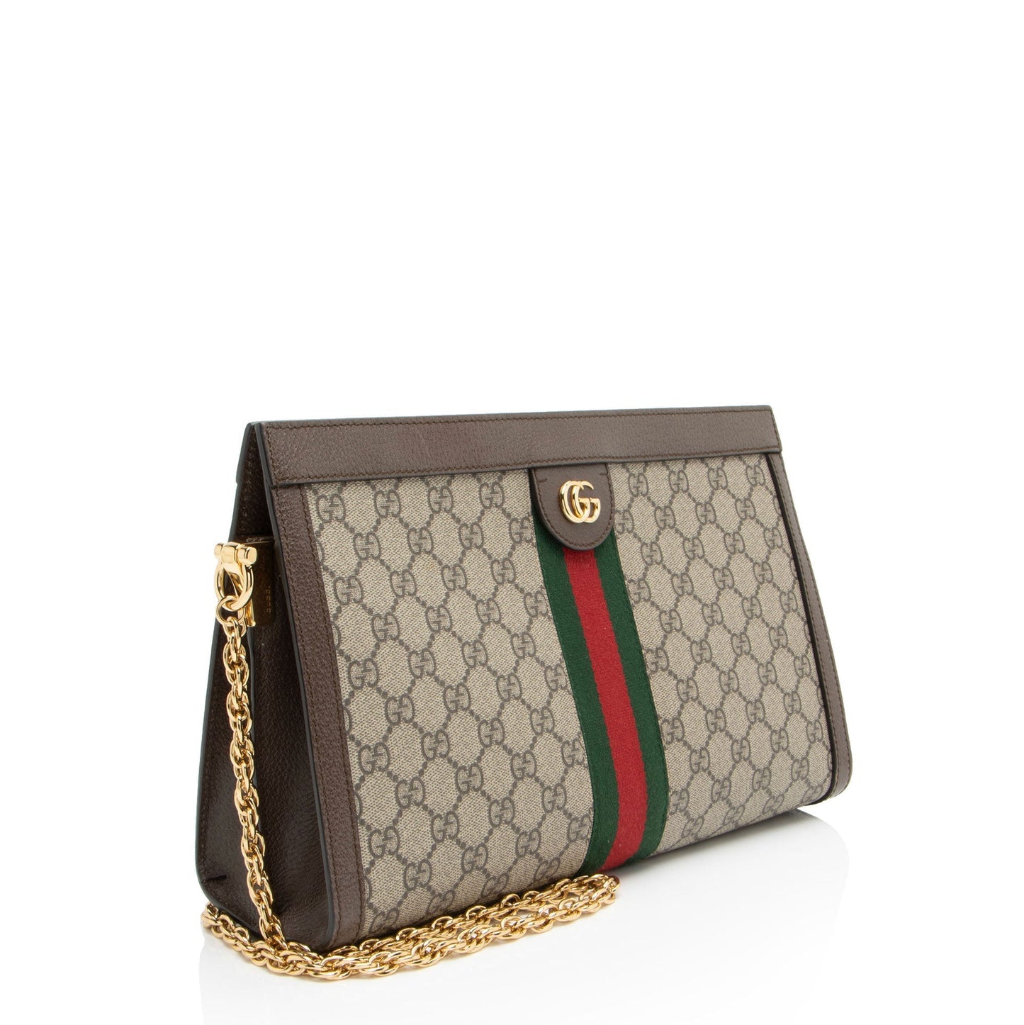 Gucci GG Supreme Ophidia Chain Leather Canvas Nylon Brown Shoulder Bag Shoulder Bag