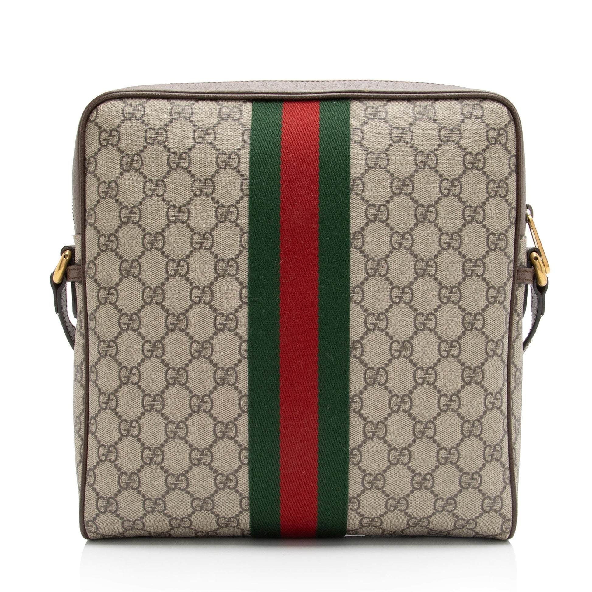 Gucci GG Supreme Ophidia Messenger SHF-0tr2XT Leather Canvas Nylon Brown Shoulder Bag