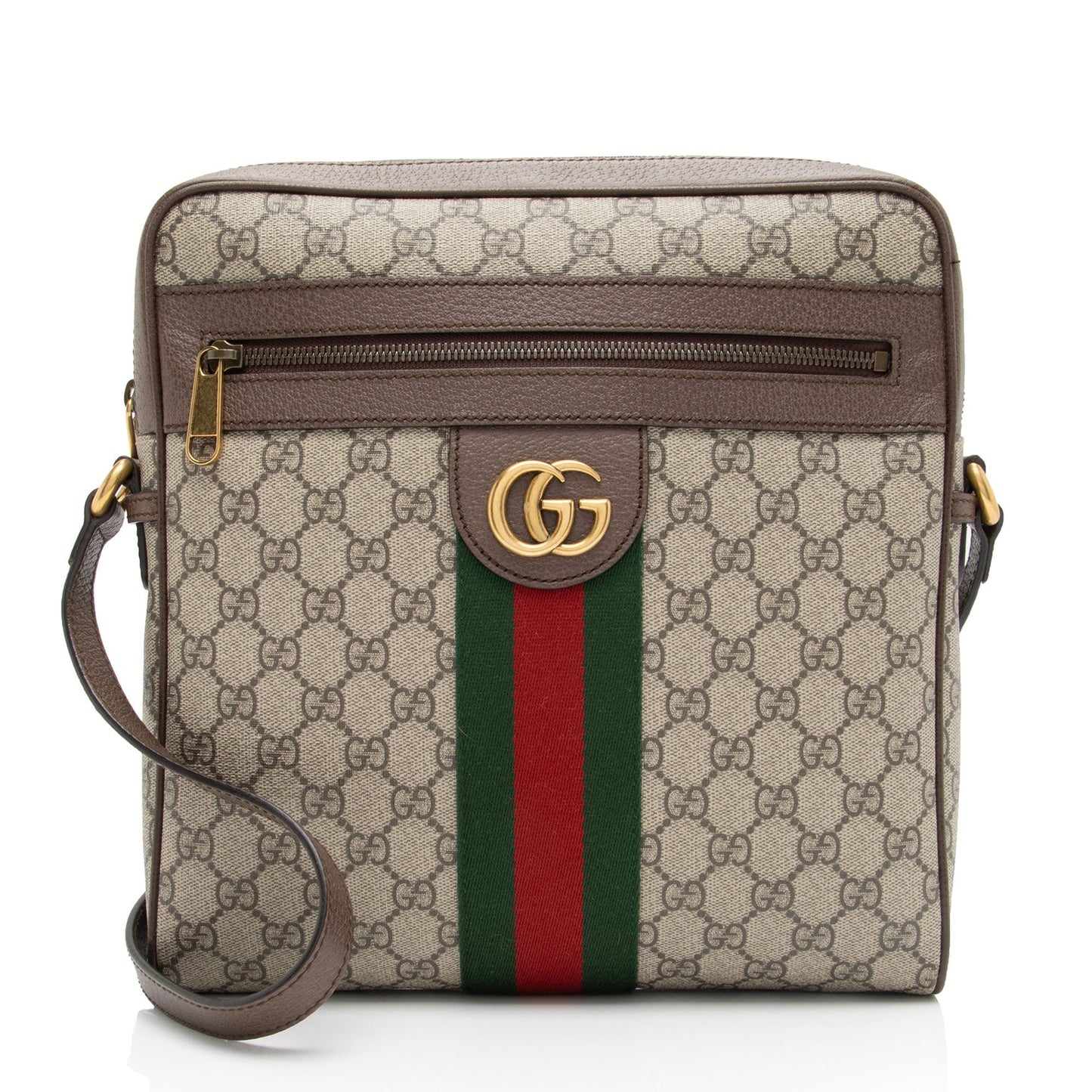 Gucci GG Supreme Ophidia Messenger SHF-0tr2XT Leather Canvas Nylon Brown Shoulder Bag