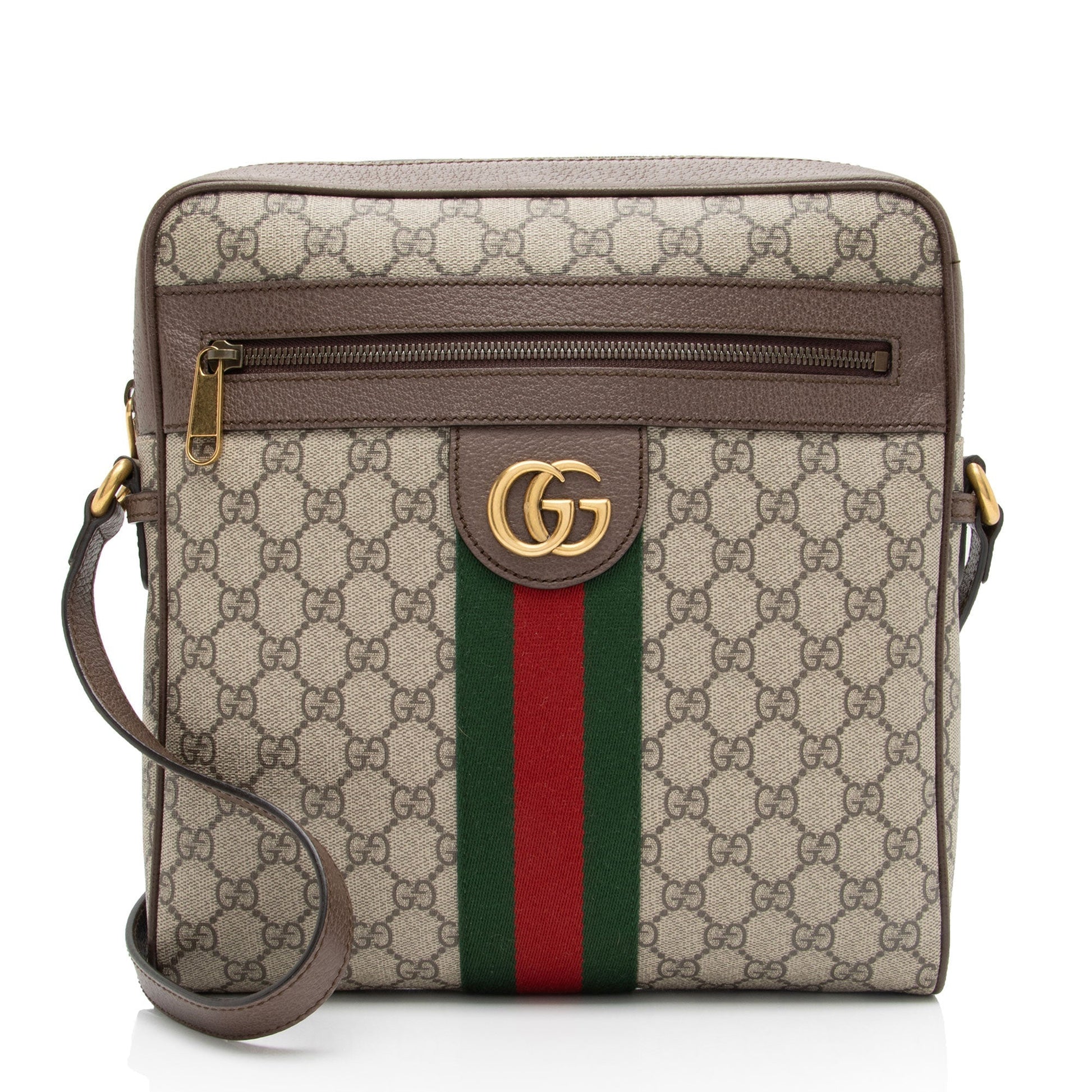 Gucci GG Supreme Ophidia Messenger SHF-0tr2XT Leather Canvas Nylon Brown Shoulder Bag
