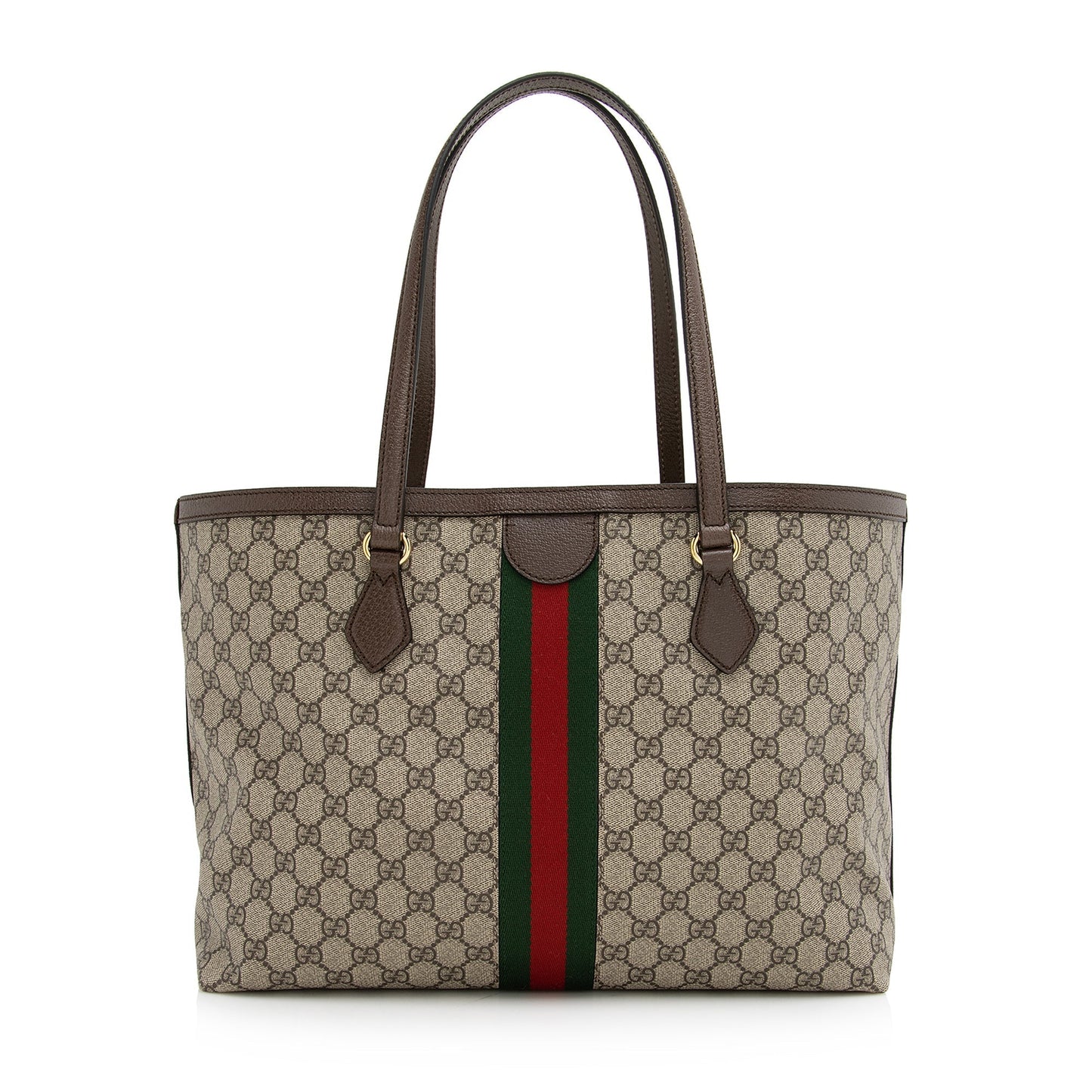 Gucci GG Supreme Ophidia Shopping SHF Leather Canvas Nylon Brown Tote Bag Tote Shf