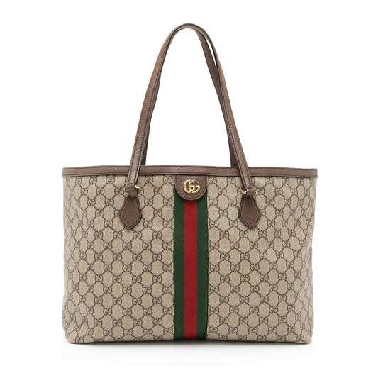 Gucci GG Supreme Ophidia Shopping SHF Leather Canvas Nylon Brown Tote Bag 3