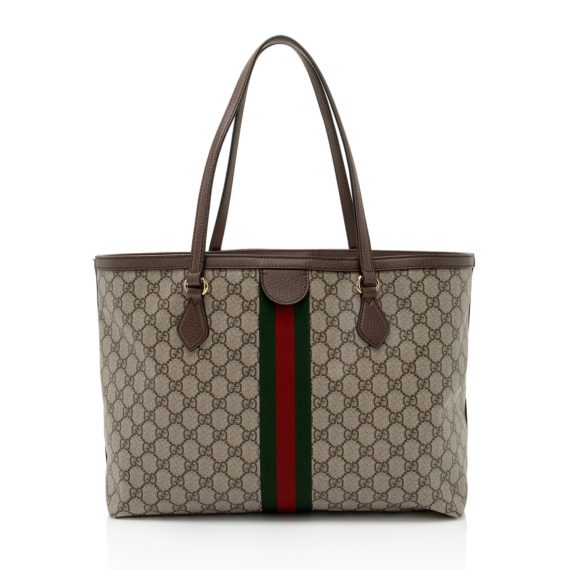 Gucci GG Supreme Ophidia Shopping SHF-yZAR3z Leather Canvas Nylon Brown Tote Bag