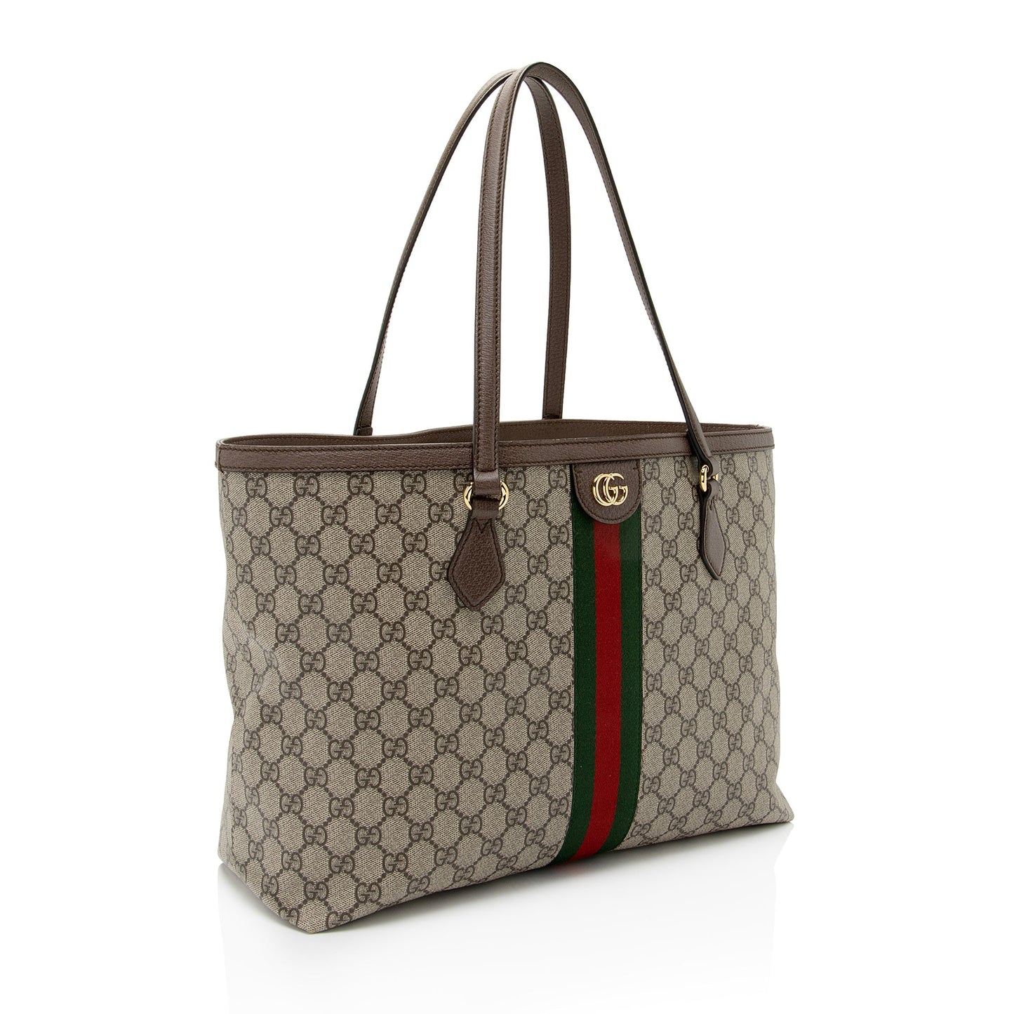 Gucci GG Supreme Ophidia Shopping SHF-yZAR3z Leather Canvas Nylon Brown Tote Bag