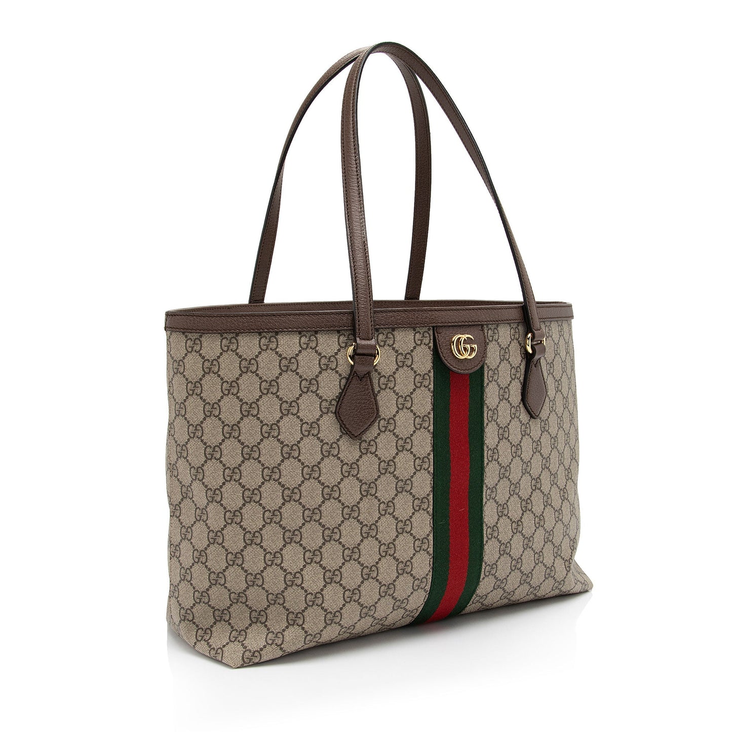 Gucci GG Supreme Ophidia Shopping SHF-ZMdf0x Leather Canvas Nylon Brown Tote Bag