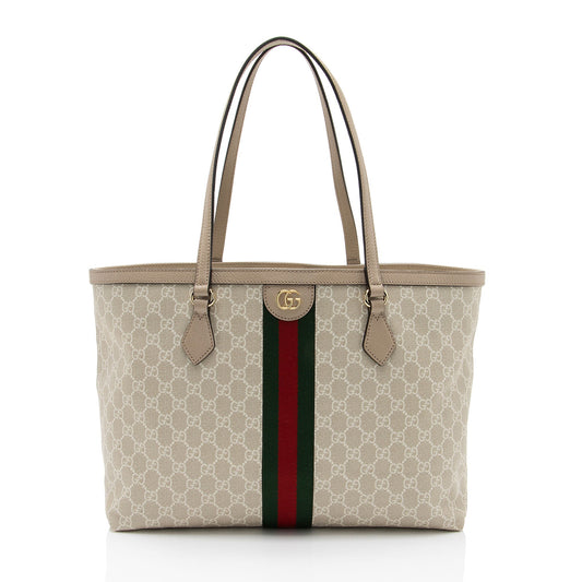 Gucci GG Supreme Ophidia Shopping SHF-BYTaJV Leather Canvas Nylon White Tote Bag
