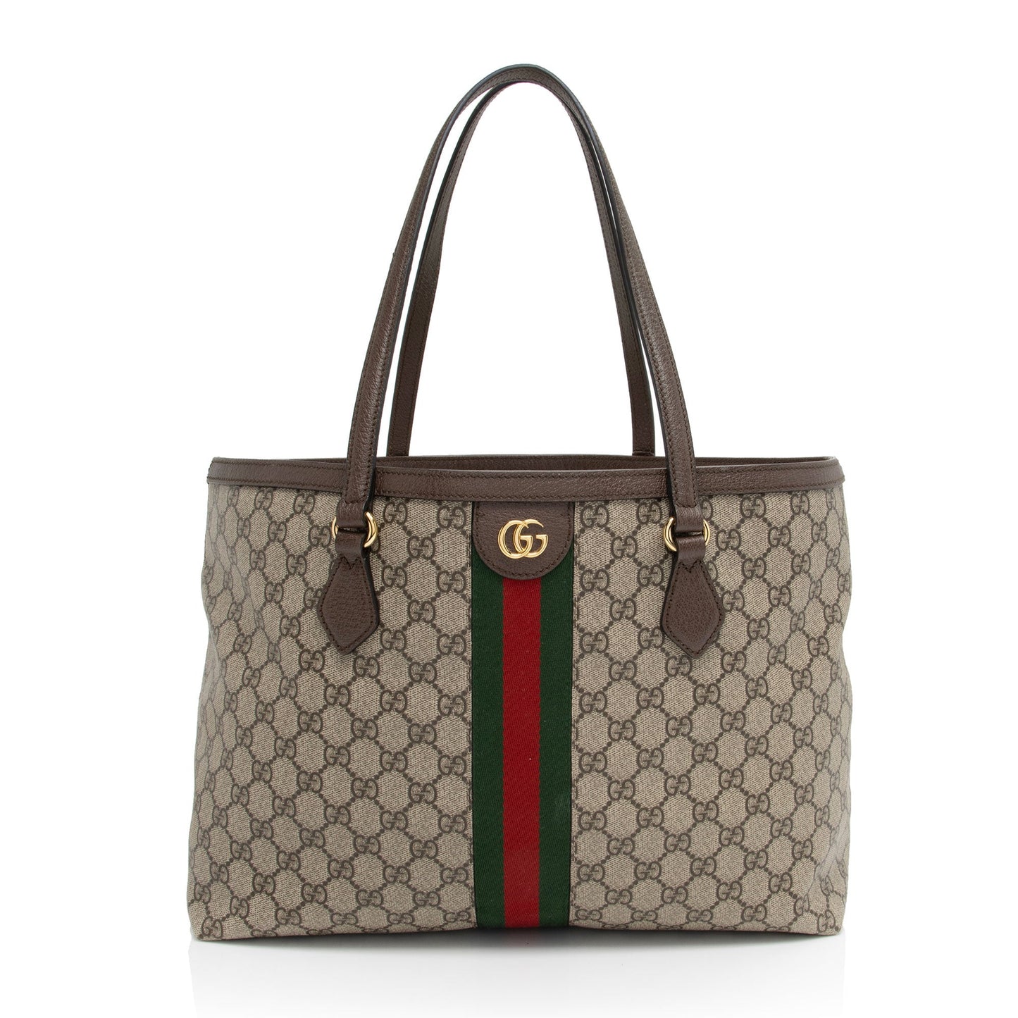 Gucci GG Supreme Ophidia Shopping SHF-E1rgYn Leather Canvas Nylon Brown Tote Bag