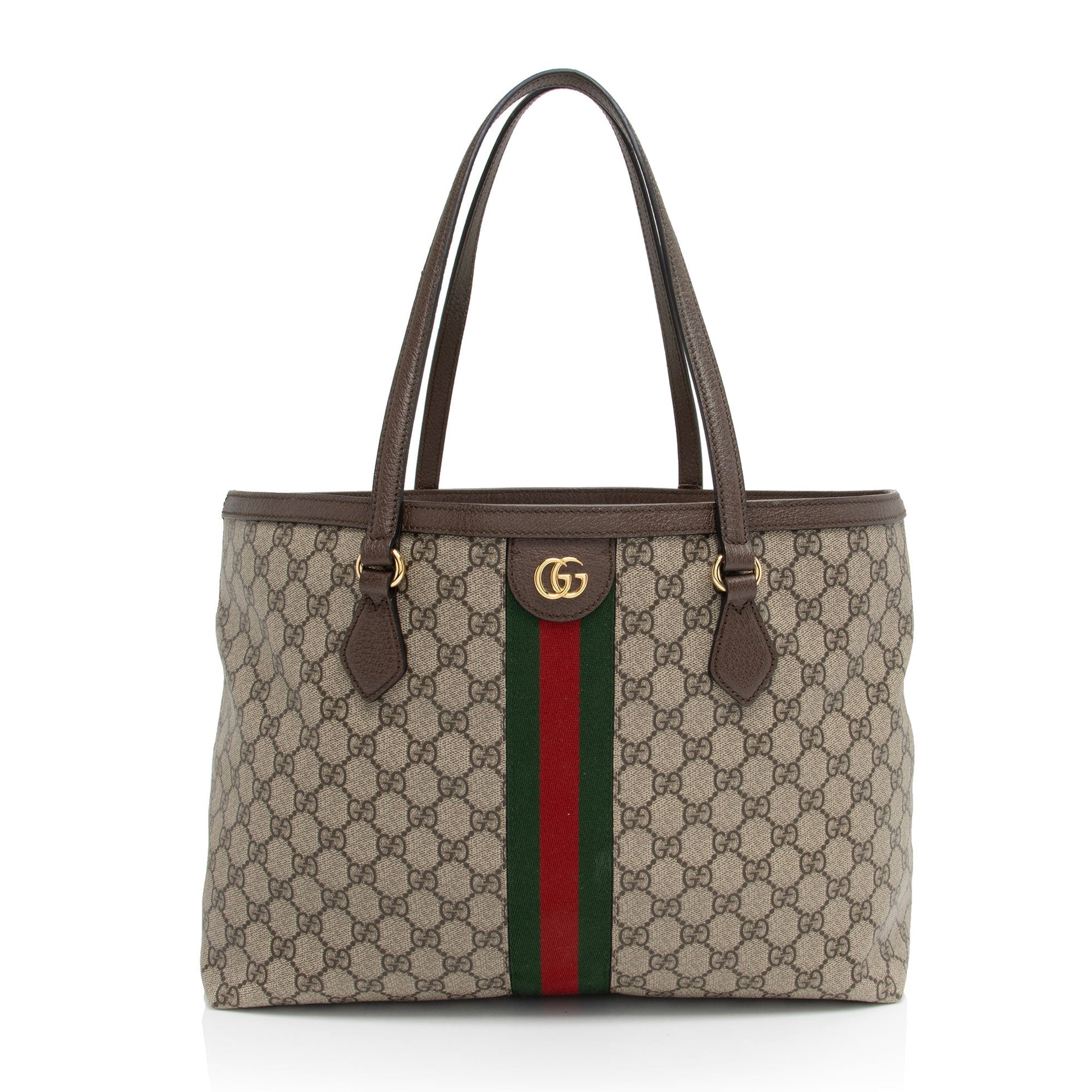 Gucci GG Supreme Ophidia Shopping SHF-E1rgYn Leather Canvas Nylon Brown Tote Bag