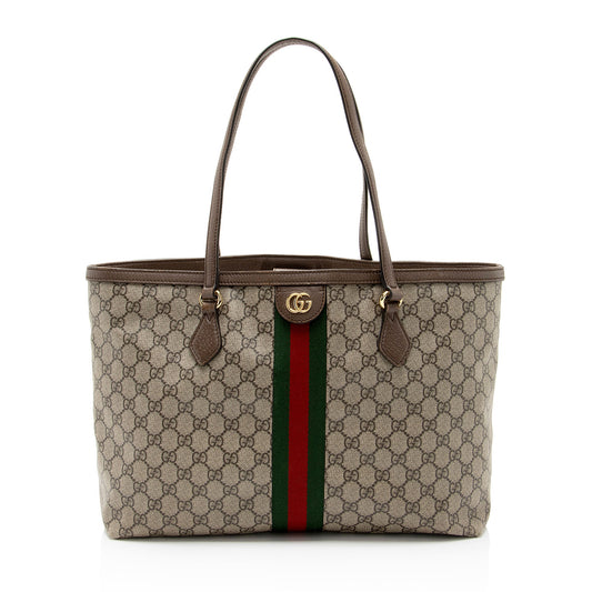 Gucci GG Supreme Ophidia Shopping SHF-UYUvrt Leather Canvas Nylon Brown Tote Bag