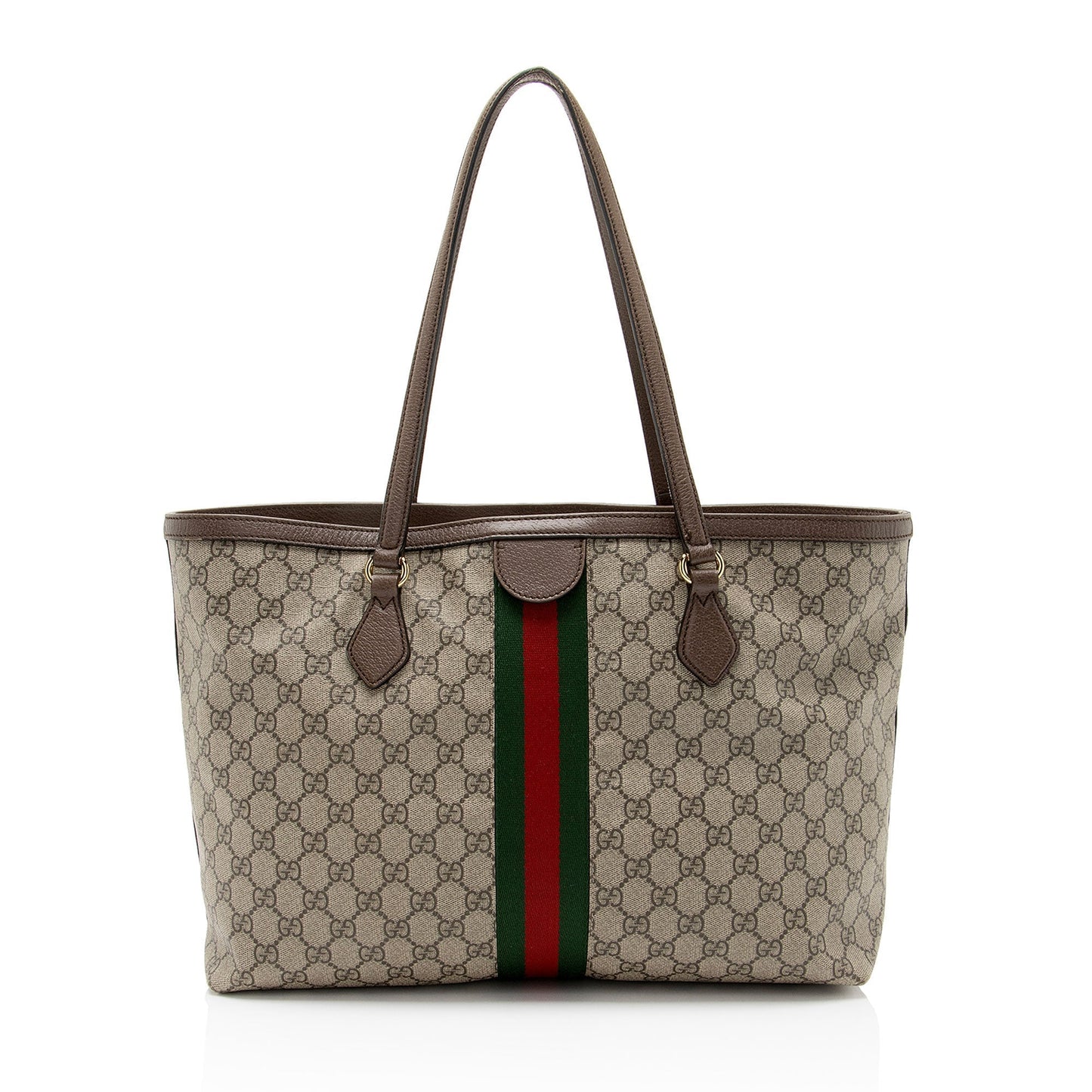 Gucci GG Supreme Ophidia Shopping Leather Canvas Nylon Brown Tote Bag