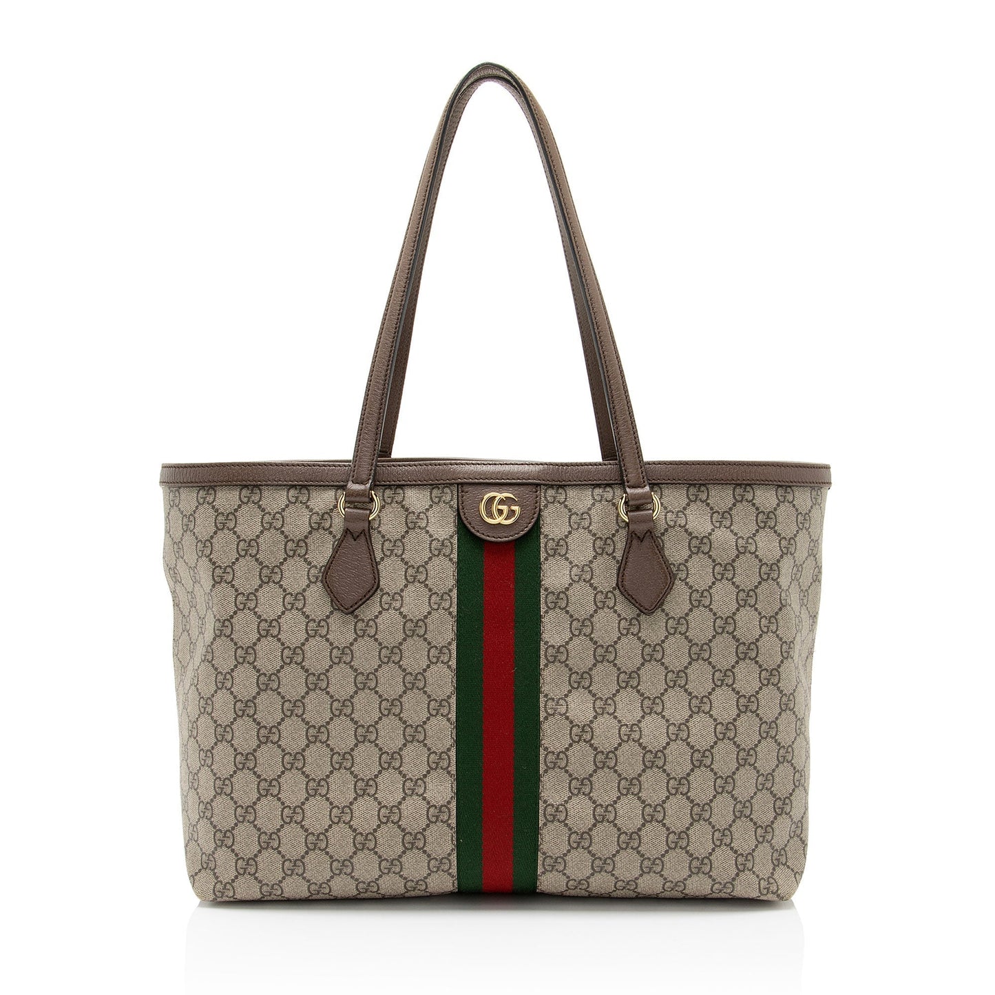 Gucci GG Supreme Ophidia Shopping Leather Canvas Nylon Brown Tote Bag