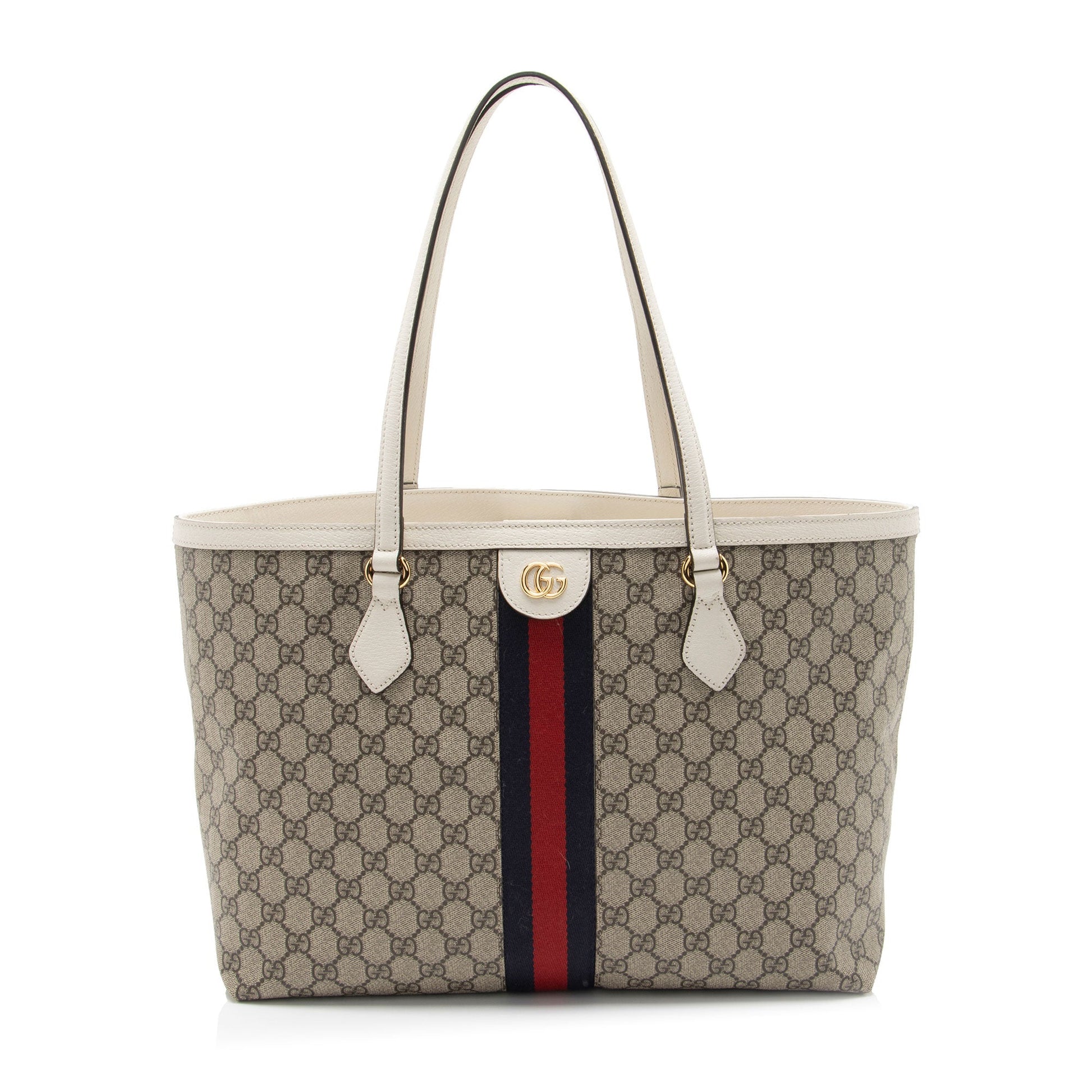 Gucci GG Supreme Ophidia Shopping SHF-Zve3O2 Leather Canvas Nylon White Tote Bag