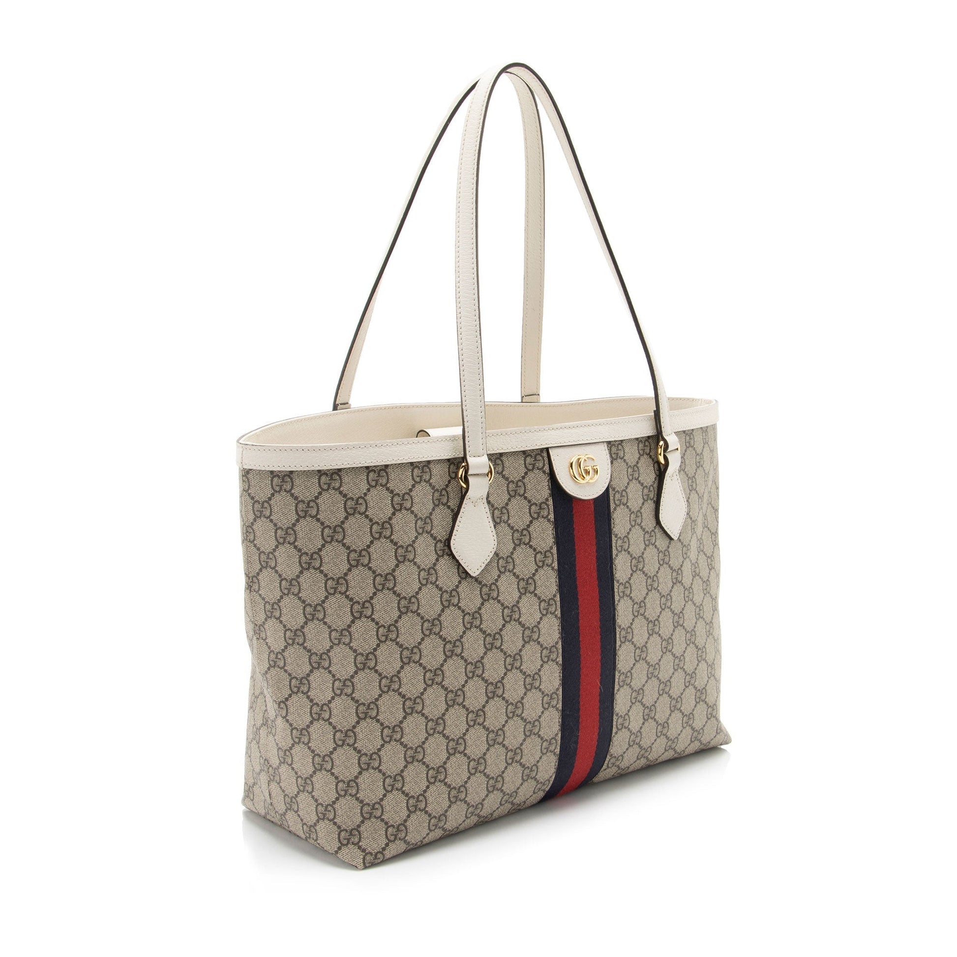 Gucci GG Supreme Ophidia Shopping SHF-Zve3O2 Leather Canvas Nylon White Tote Bag