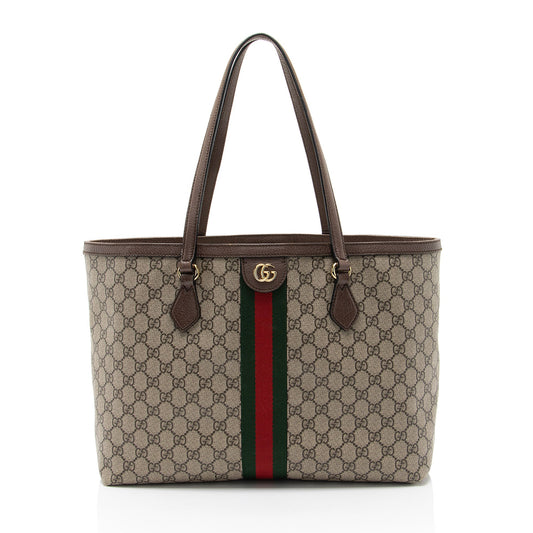 Gucci GG Supreme Ophidia Shopping SHF-ucf6um Leather Canvas Brown Beige Tote Bag